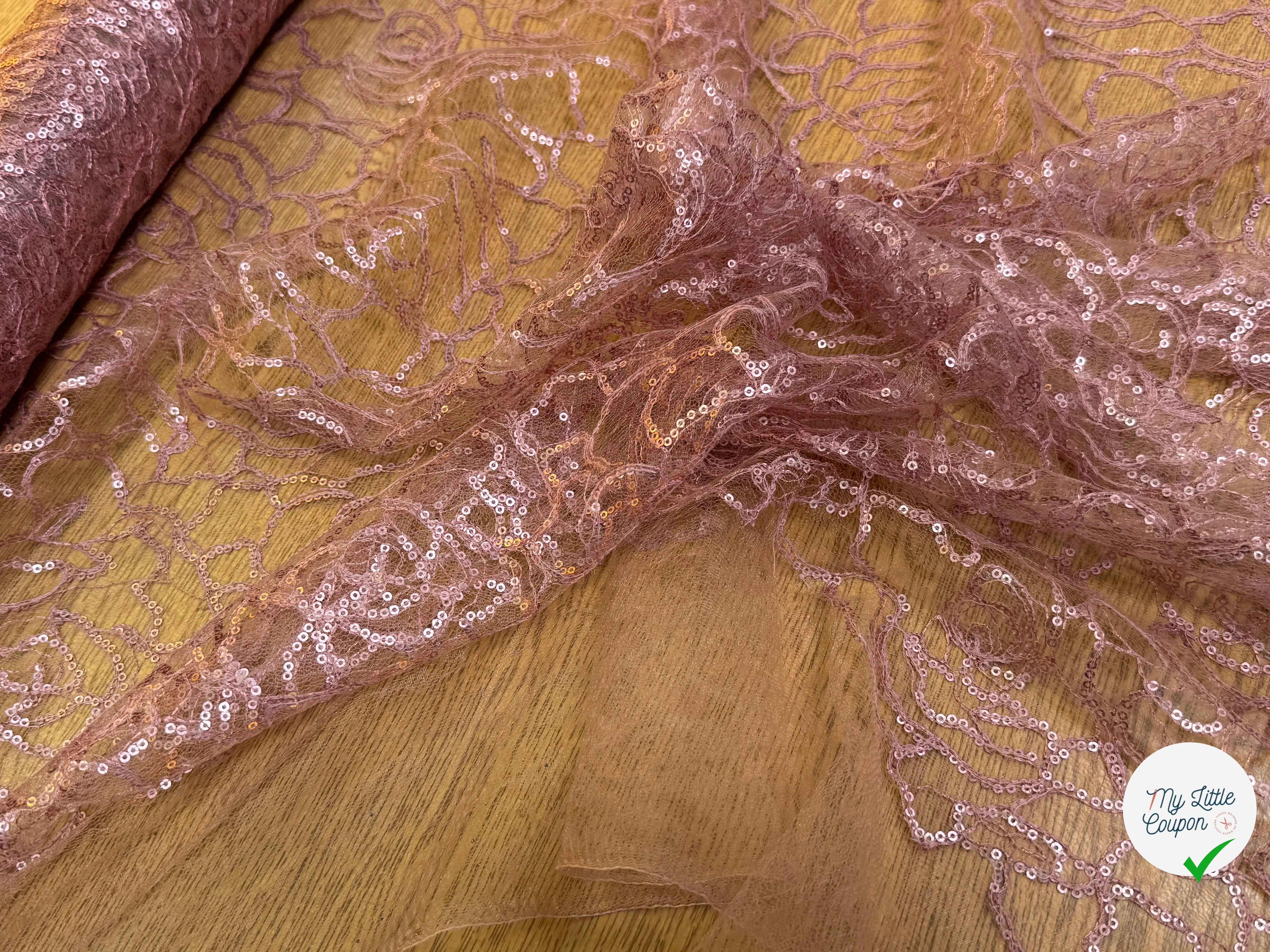 TULLE SÉQUIN VIEUX ROSE - My Little Coupon