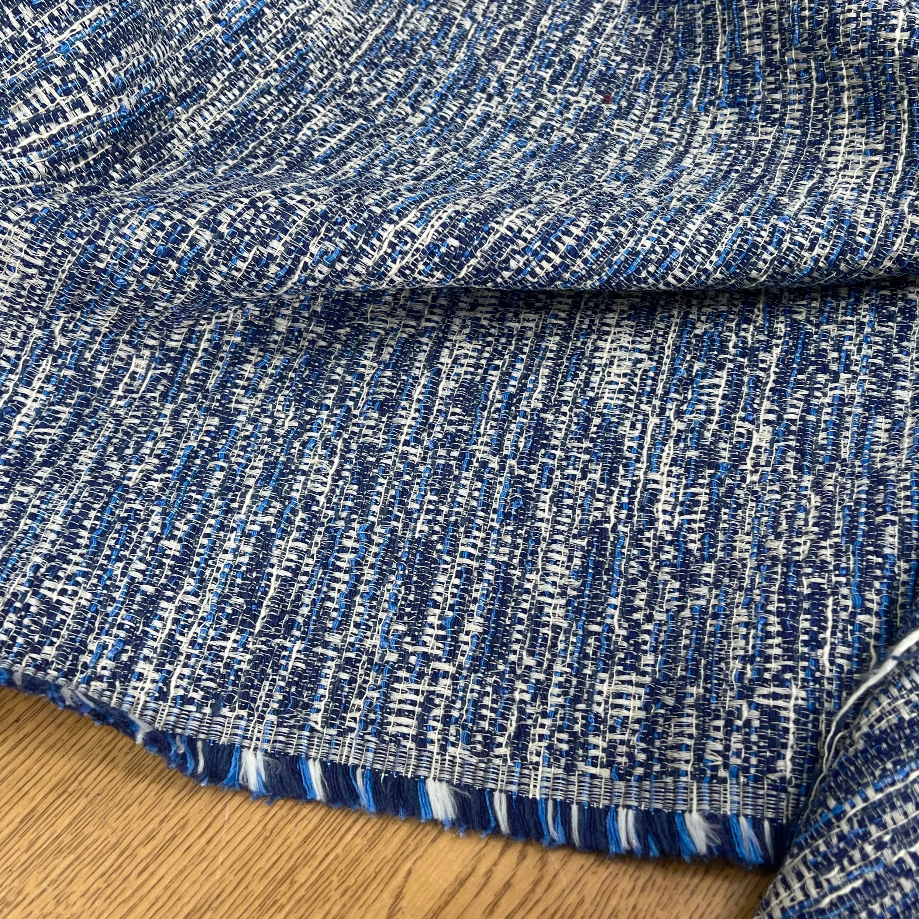 TWEED 50% COTON FILS BLEU BLANC - My Little Coupon