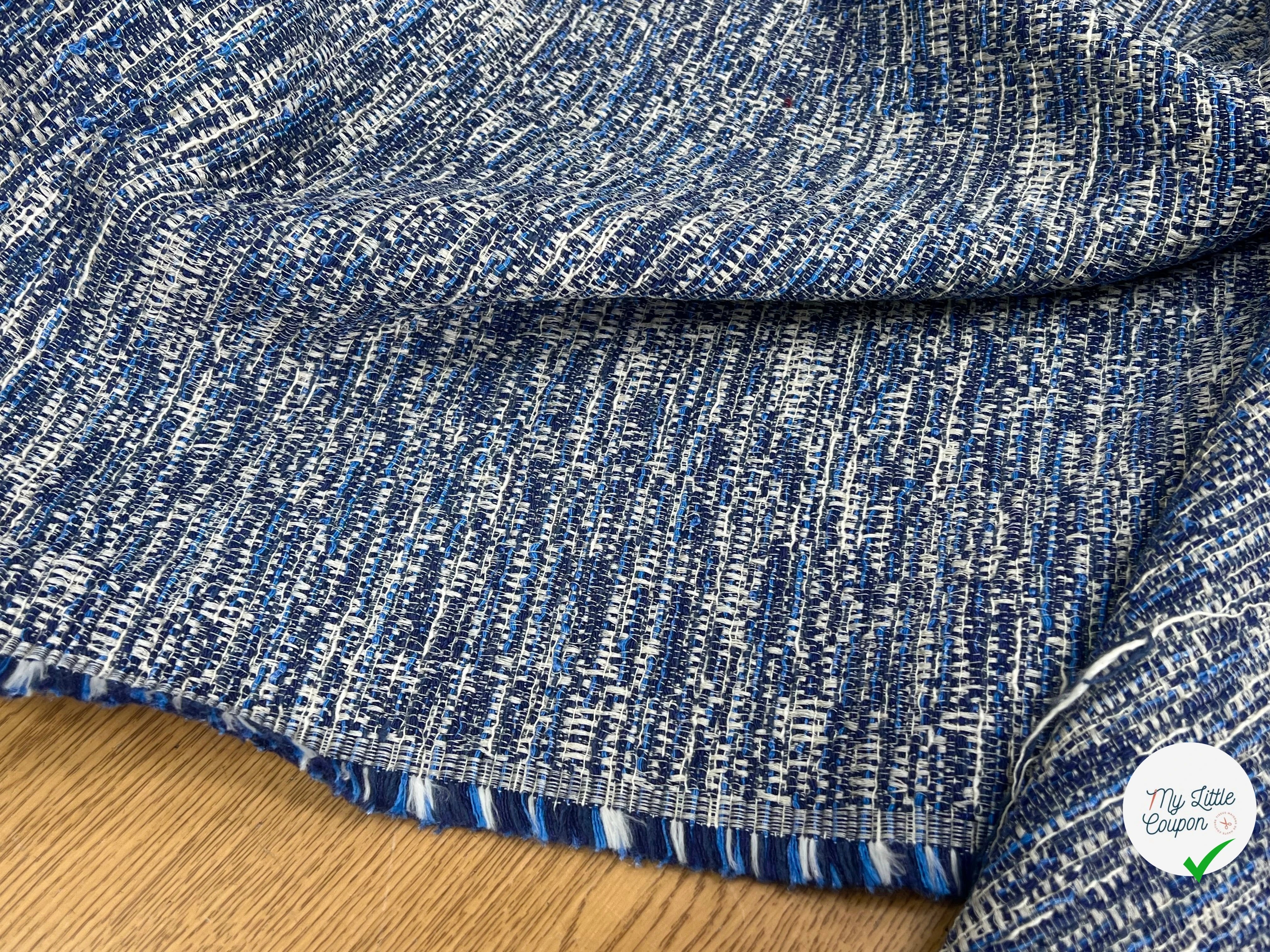 TWEED 50% COTON FILS BLEU BLANC - My Little Coupon