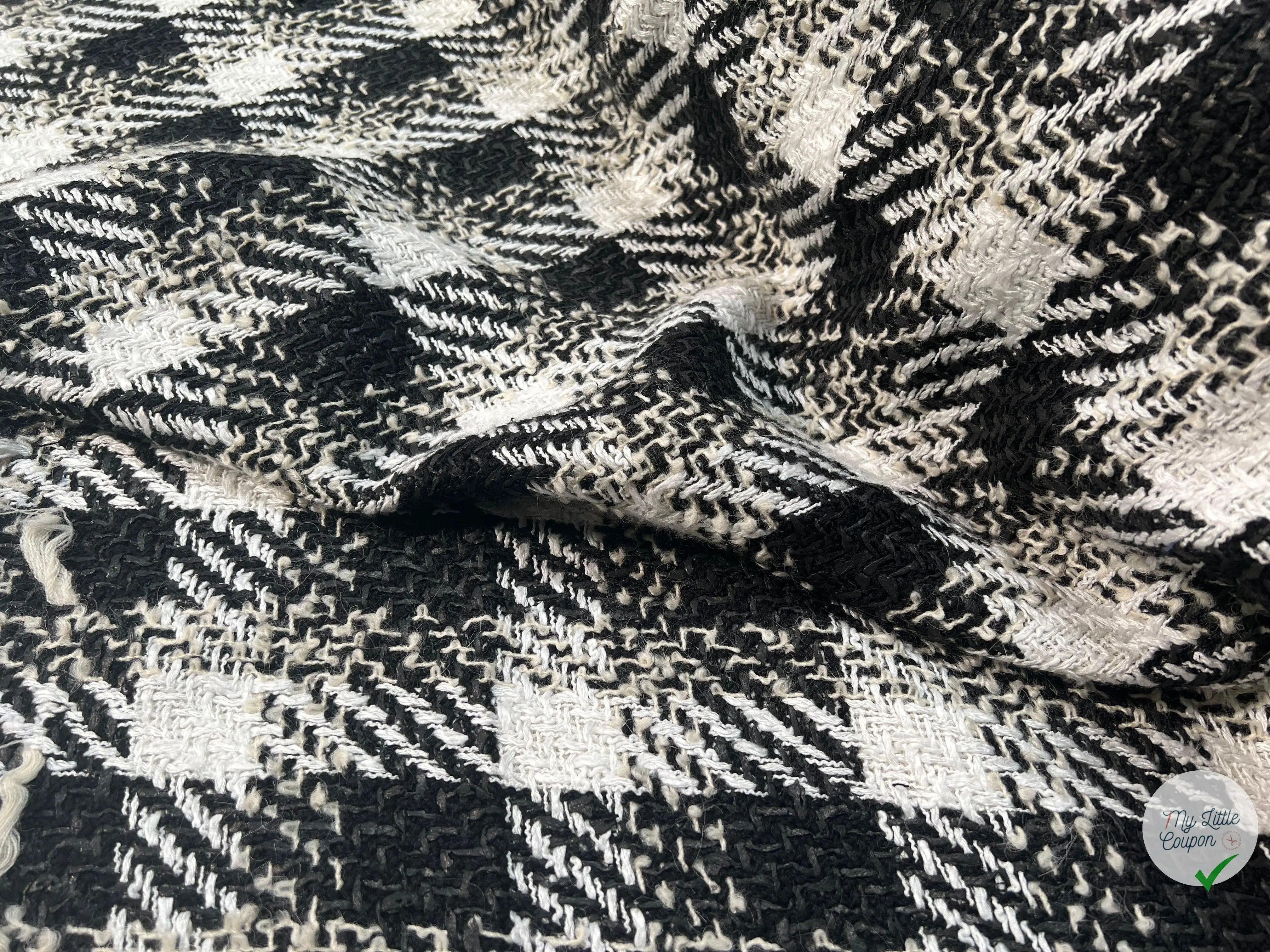 TWEED ASSEMBLAGE DE GRANDS CARREAUX NOIRS ET BLANCS - My Little Coupon - tissu - coudre
