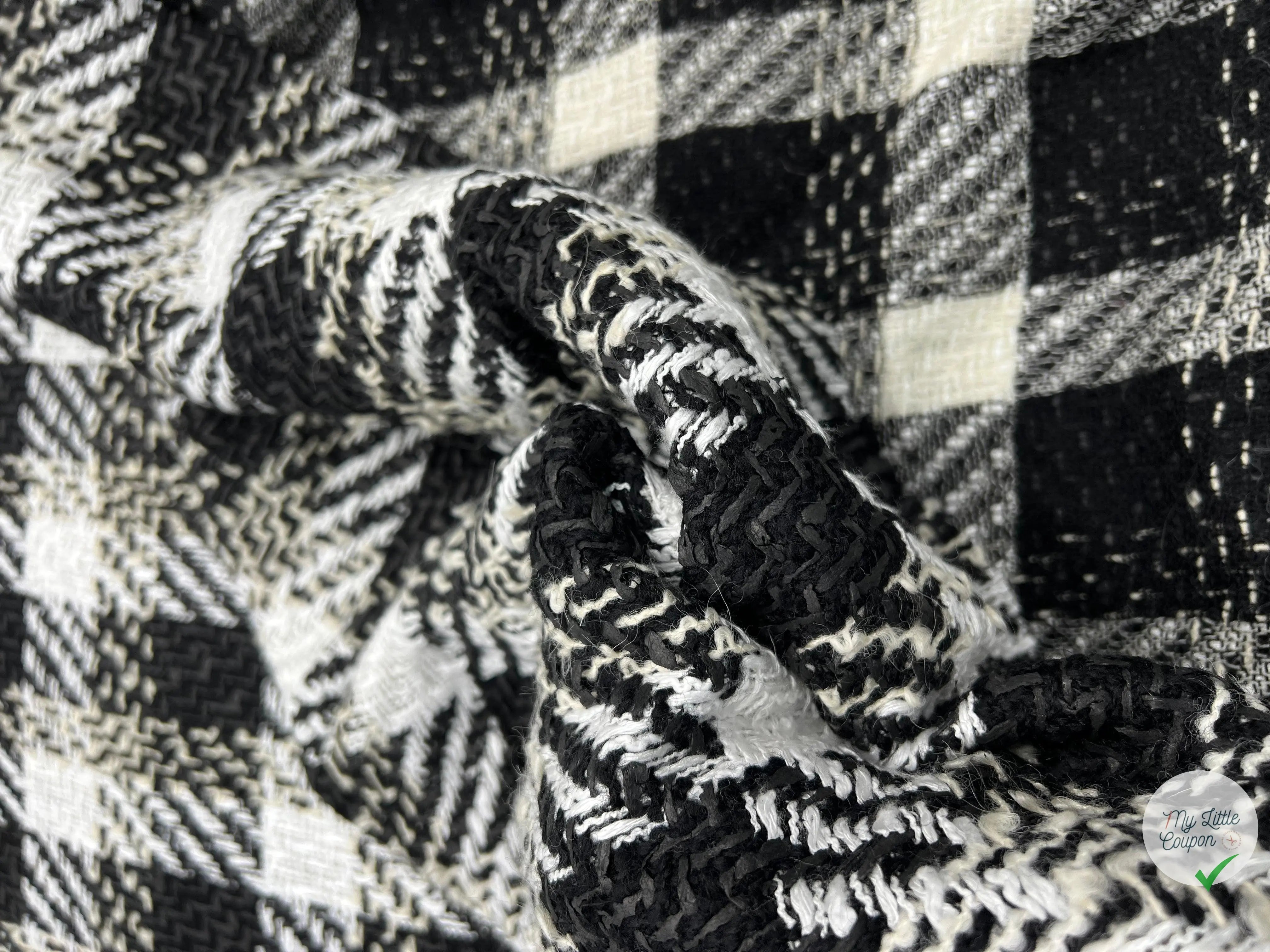 TWEED ASSEMBLAGE DE GRANDS CARREAUX NOIRS ET BLANCS - My Little Coupon - tissu - coudre