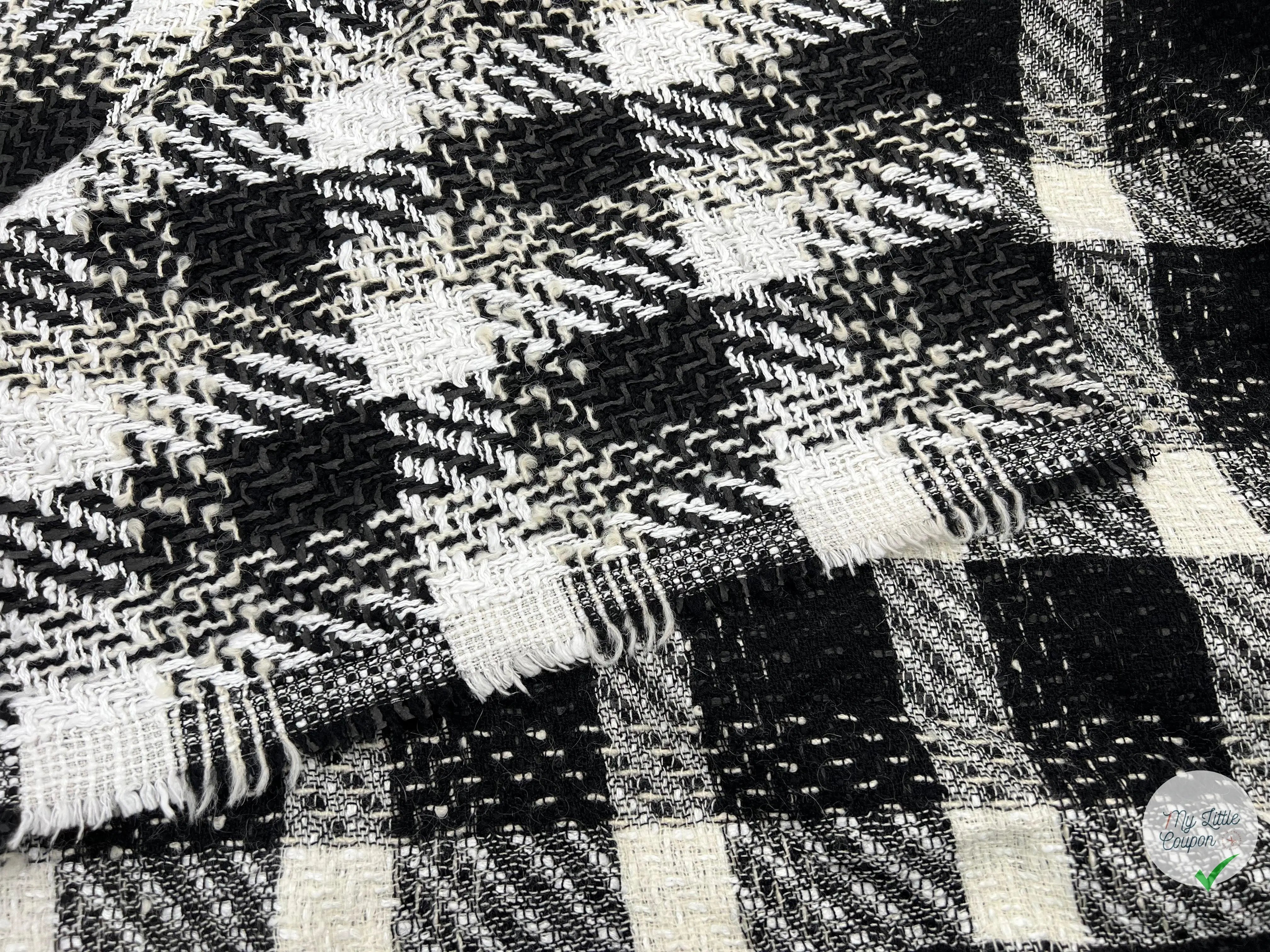 TWEED ASSEMBLAGE DE GRANDS CARREAUX NOIRS ET BLANCS - My Little Coupon - tissu - coudre