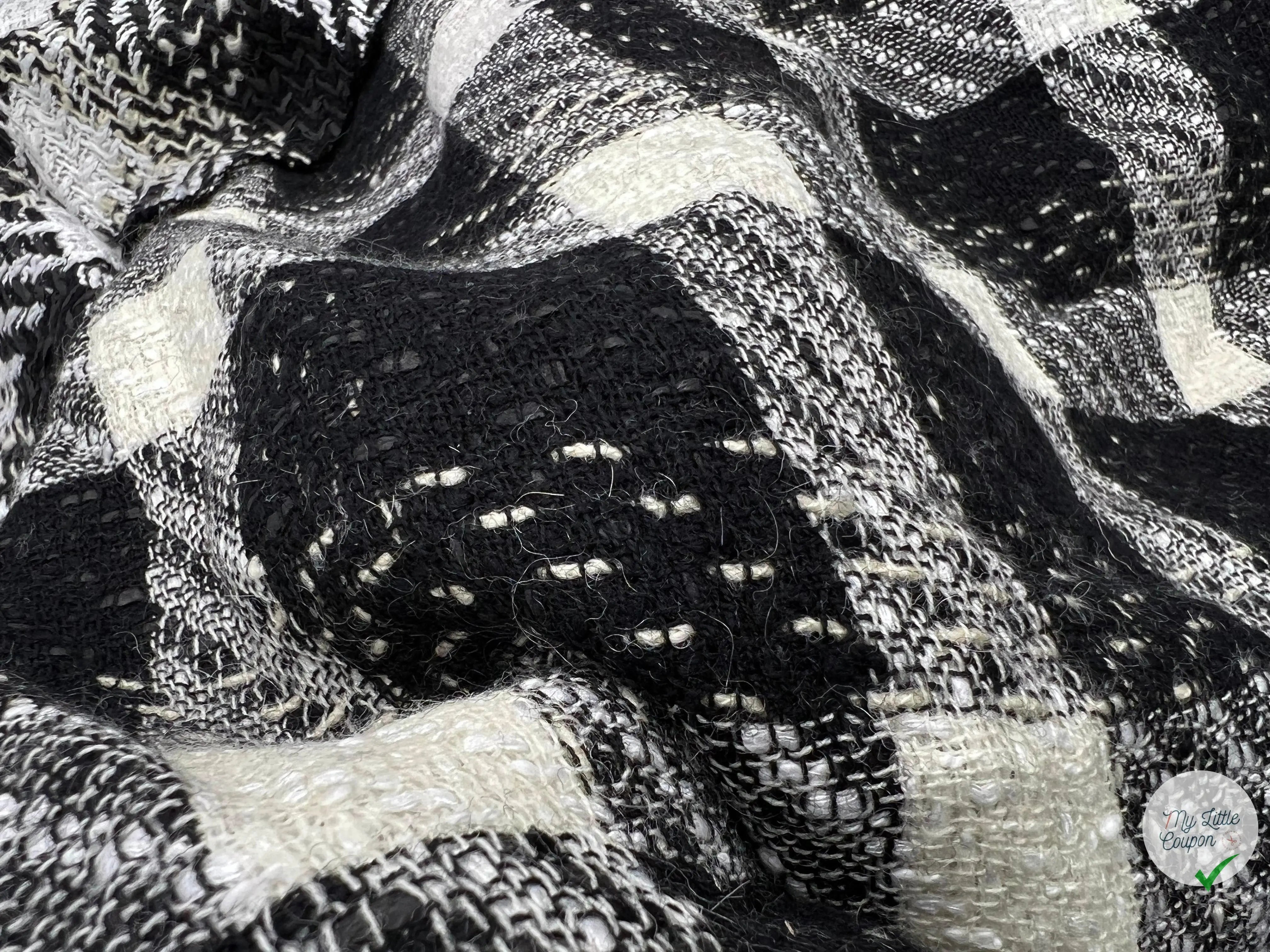 TWEED ASSEMBLAGE DE GRANDS CARREAUX NOIRS ET BLANCS - My Little Coupon - tissu - coudre