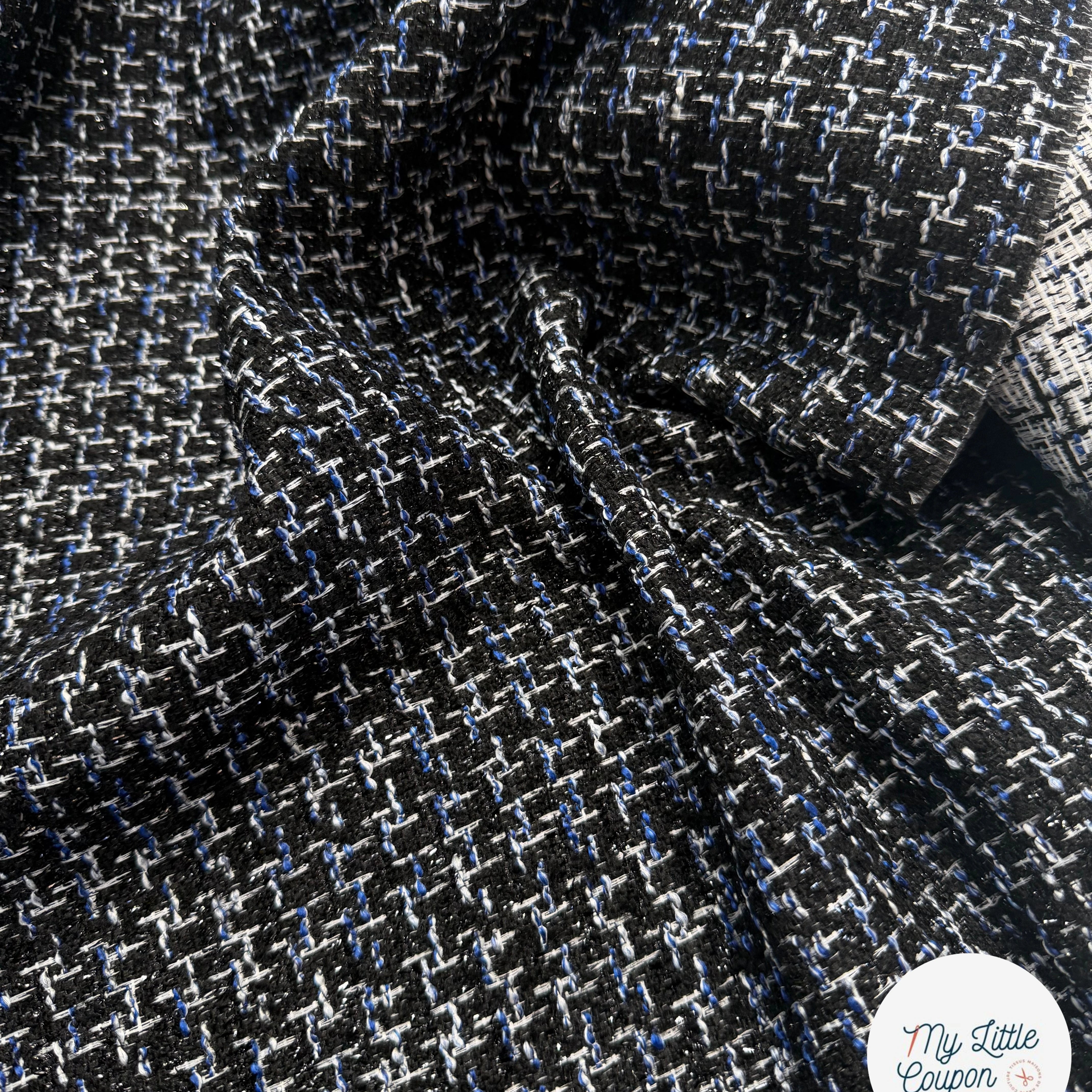 TWEED BLACK & BLUE 19%VISCOSE - My Little Coupon