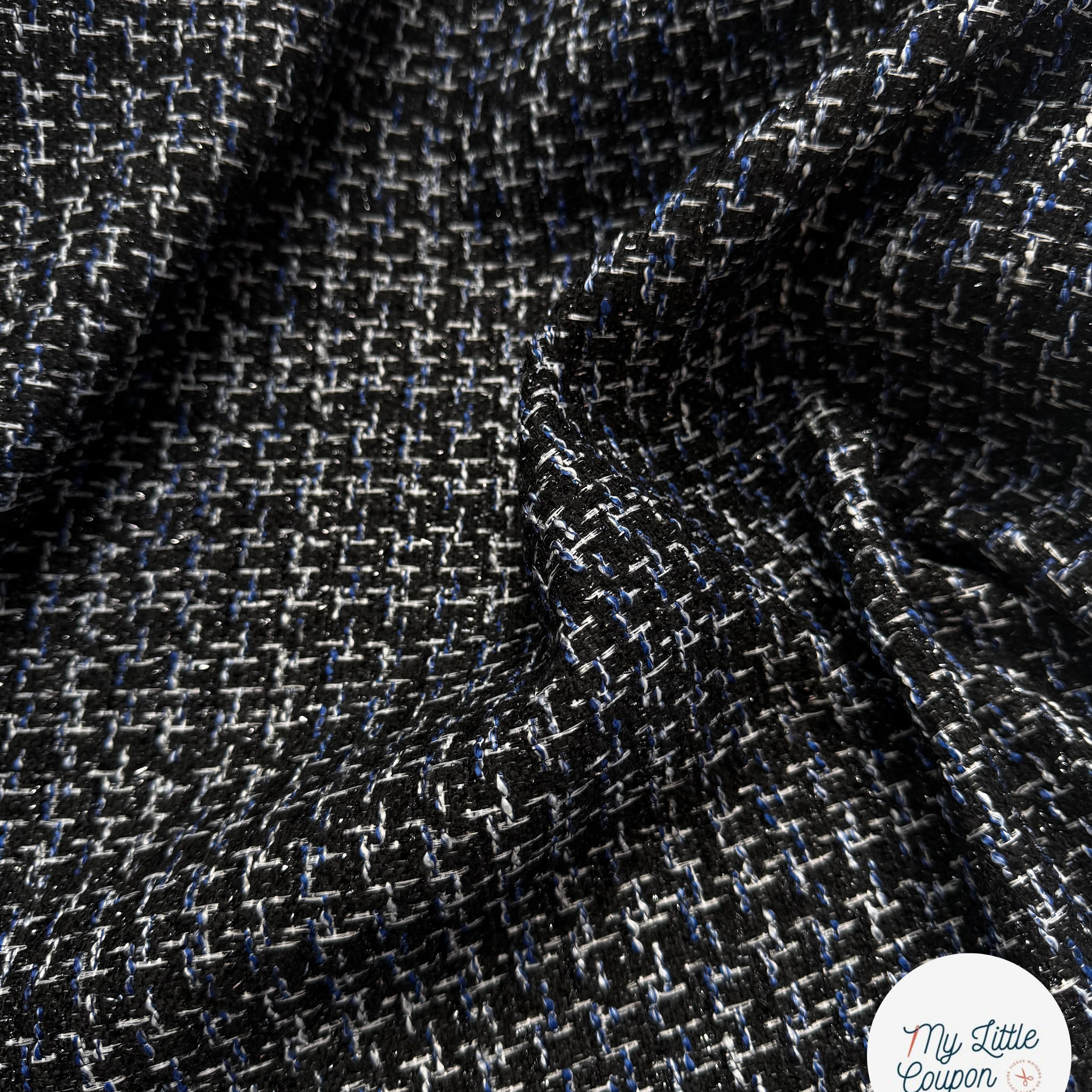 TWEED BLACK & BLUE 19%VISCOSE - My Little Coupon