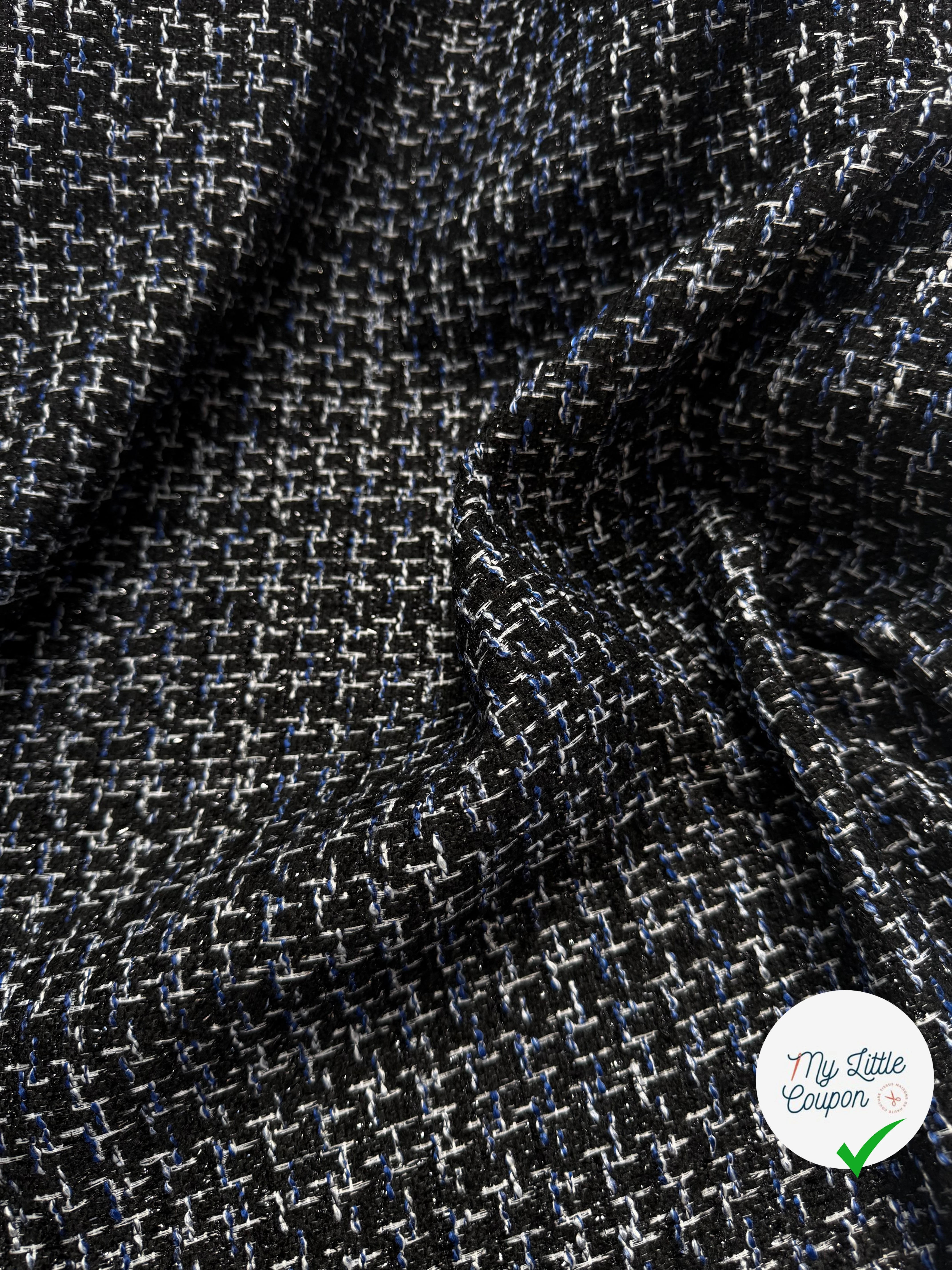 TWEED BLACK & BLUE 19%VISCOSE - My Little Coupon