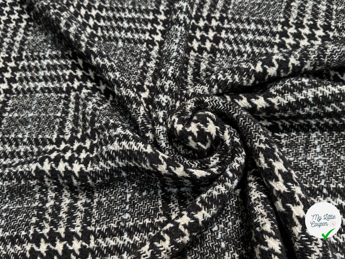 TWEED BLOUCLETTE TEXQUEBEC 25% LAINE NOIRBLANC PIED DE COQ - My Little Coupon