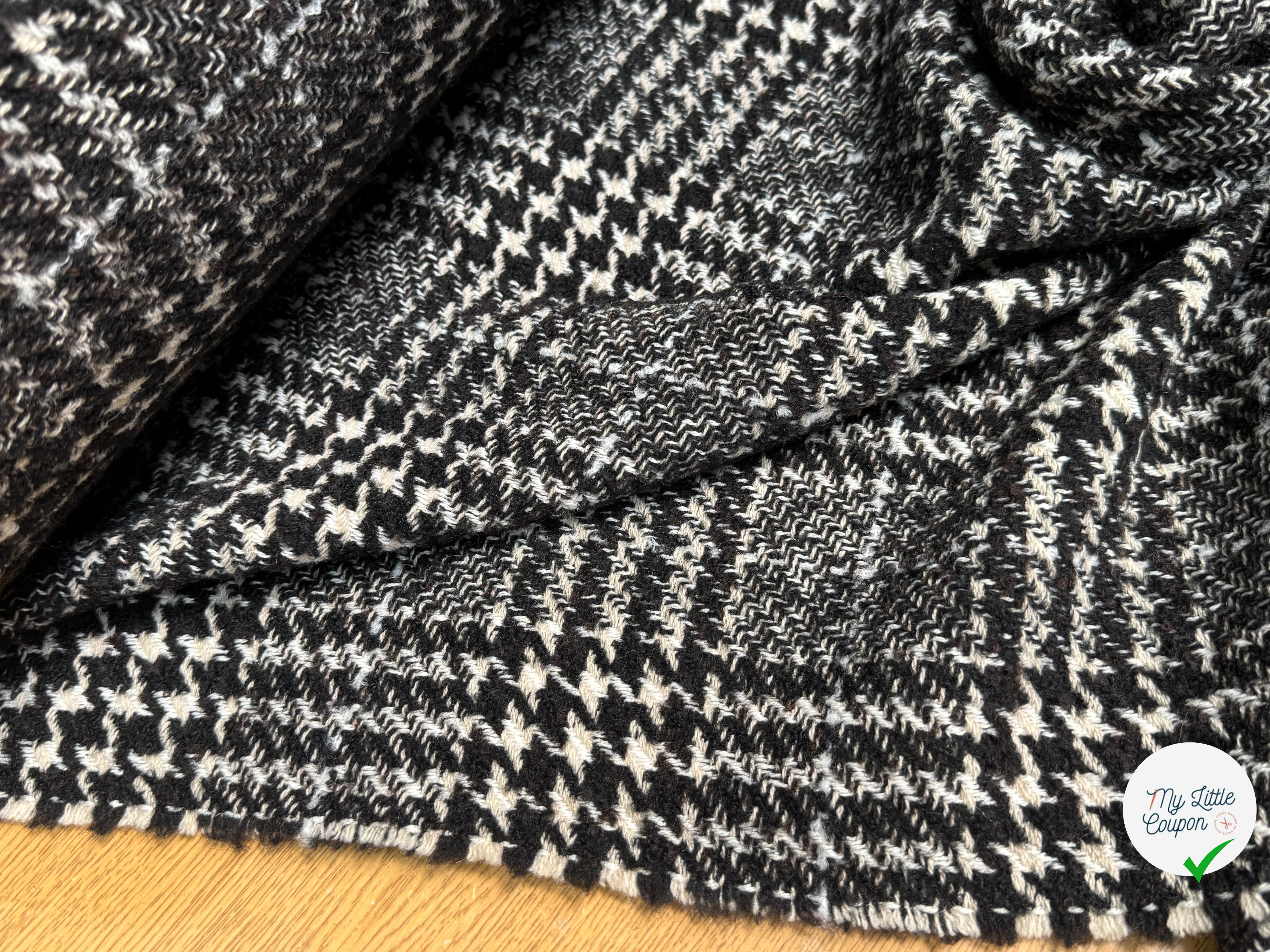 TWEED BLOUCLETTE TEXQUEBEC 25% LAINE NOIRBLANC PIED DE COQ - My Little Coupon