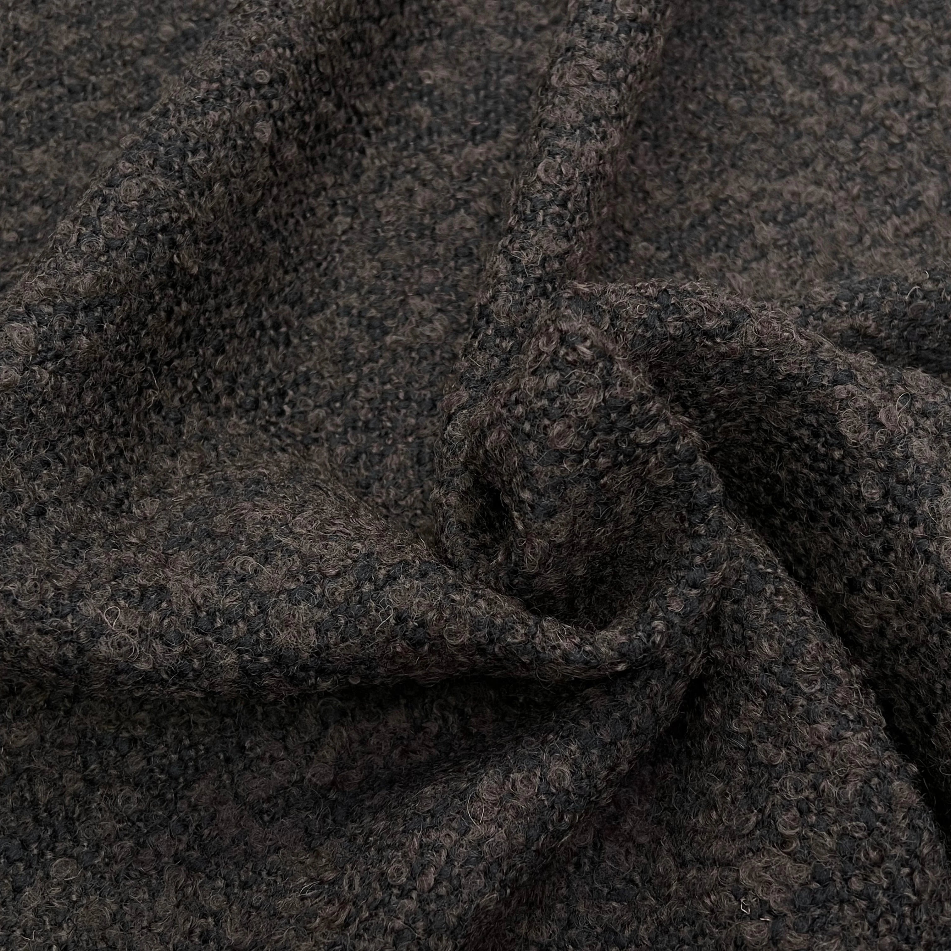 TWEED BOUCLETTE 100% LAINE MARRON - My Little Coupon