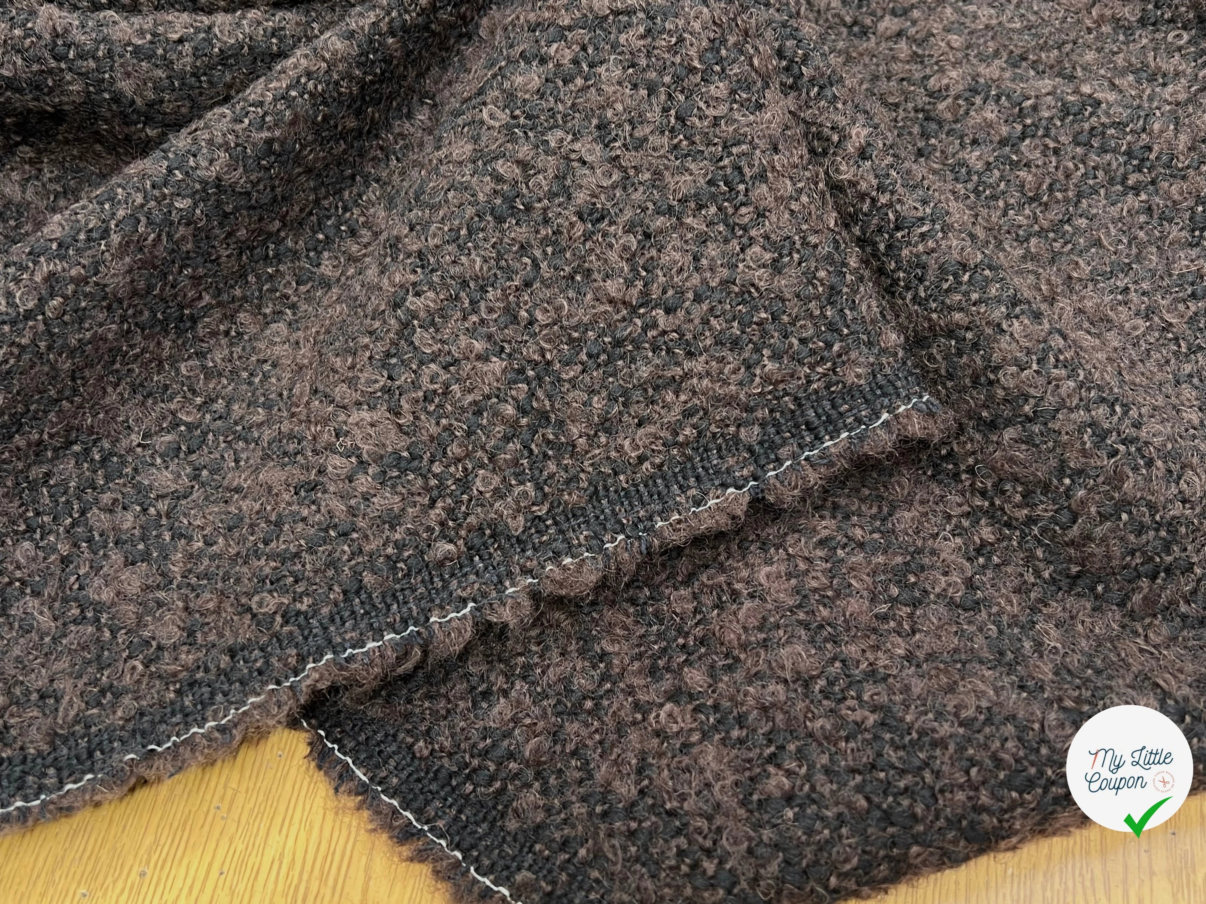 TWEED BOUCLETTE 100% LAINE MARRON - My Little Coupon