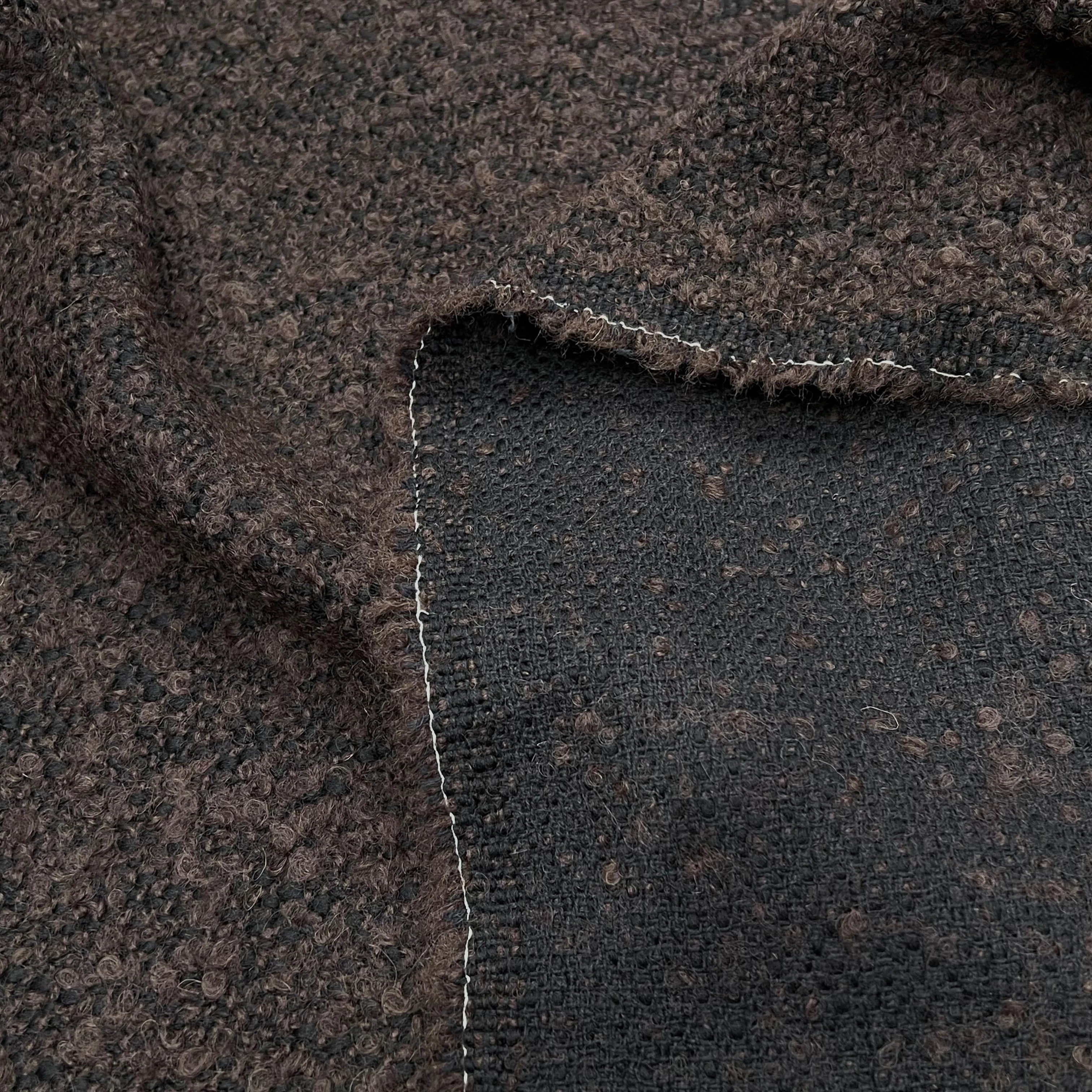 TWEED BOUCLETTE 100% LAINE MARRON - My Little Coupon