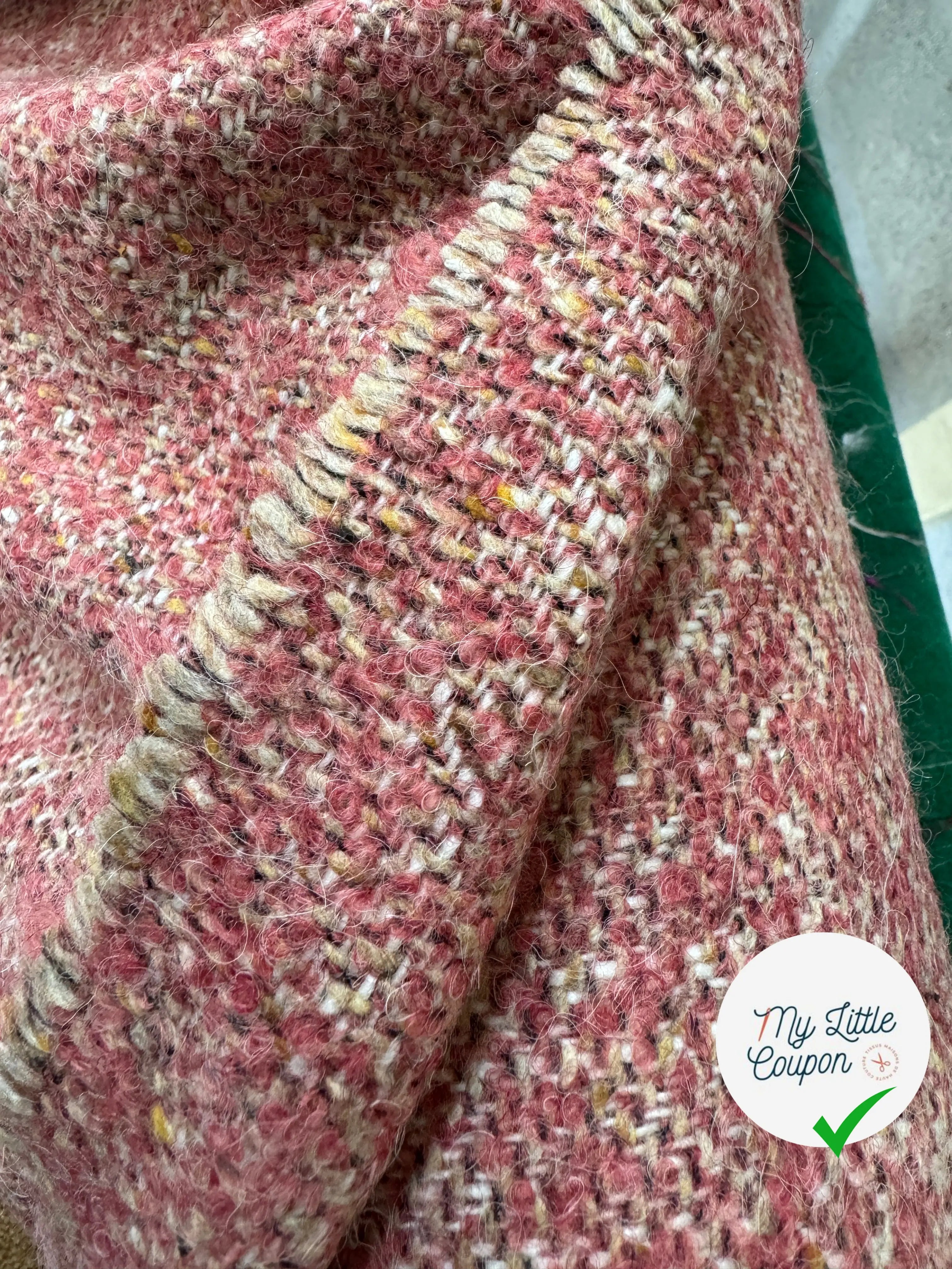 TWEED BOUCLETTE 100% LAINE ROSE CHIC TAILLEUR - My Little Coupon