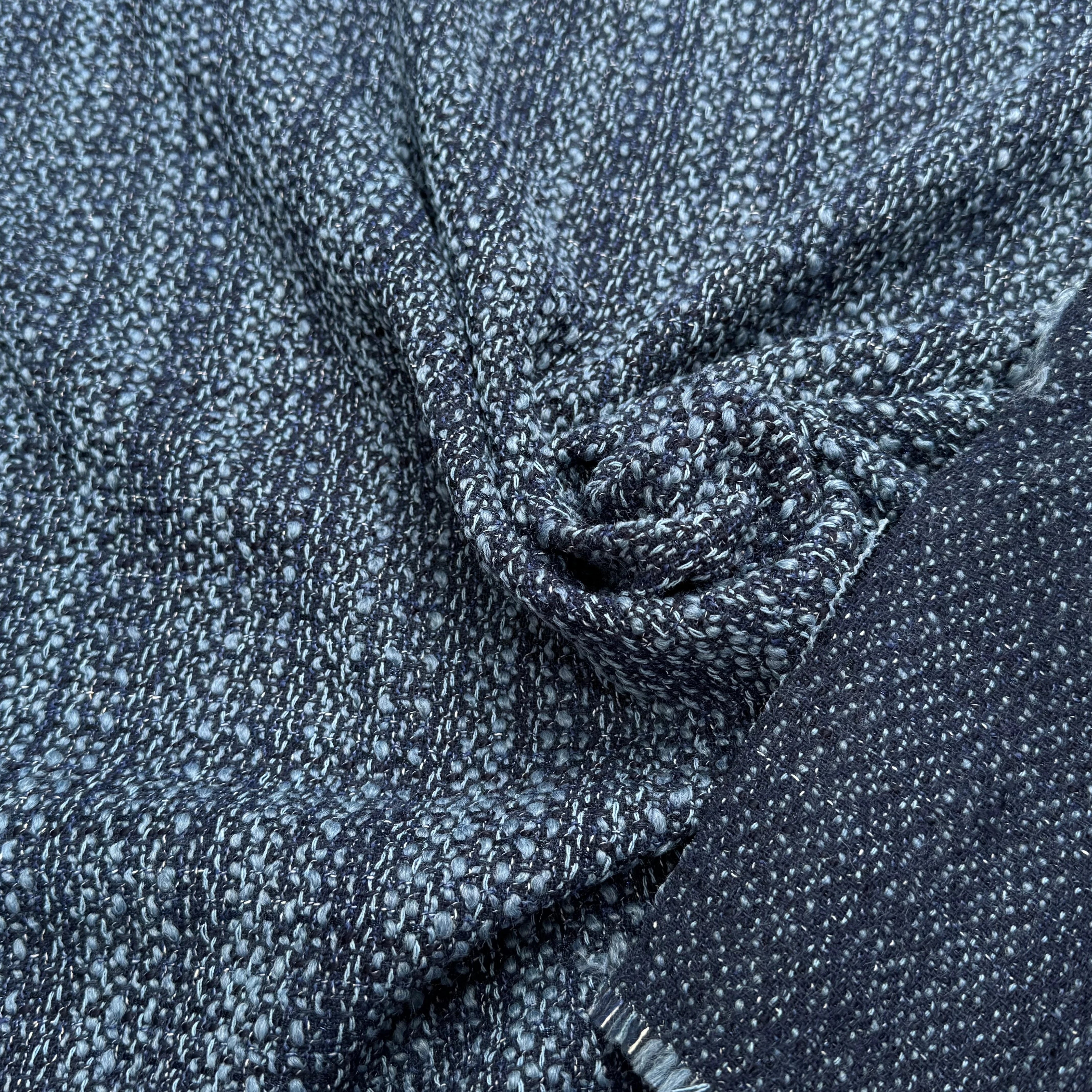 TWEED BOUCLETTE 30% LAINE BLEU DENIM - My Little Coupon