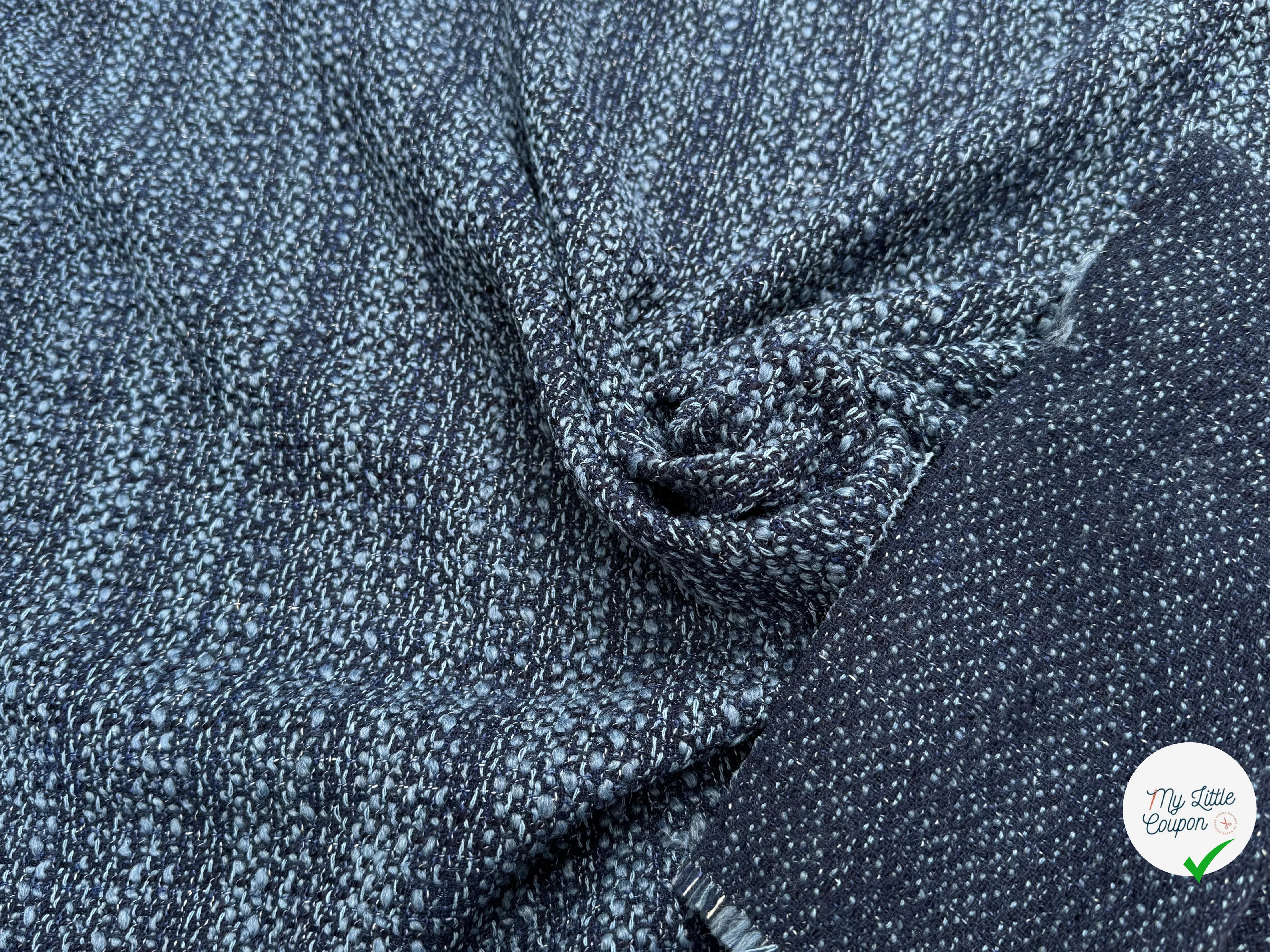 TWEED BOUCLETTE 30% LAINE BLEU DENIM - My Little Coupon