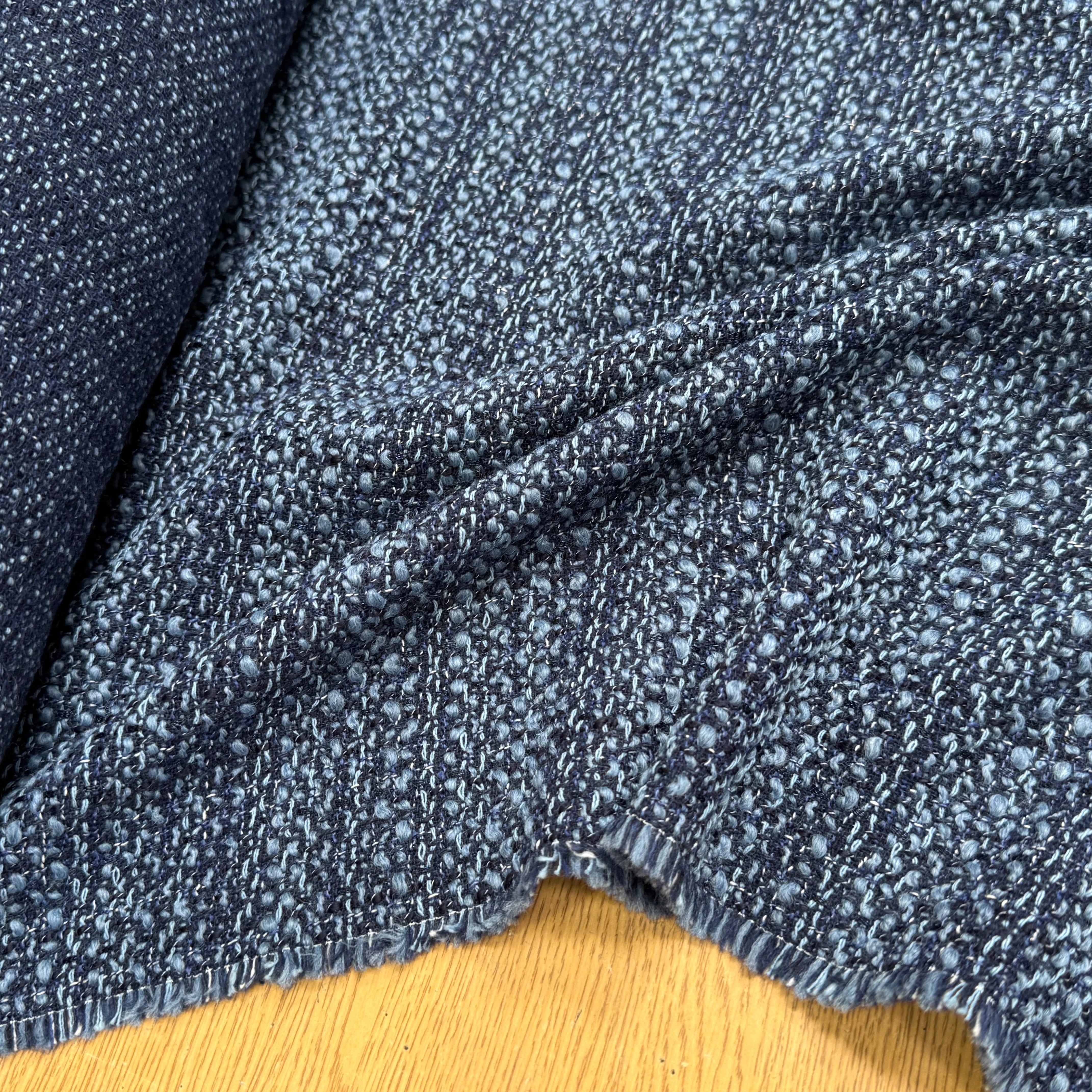 TWEED BOUCLETTE 30% LAINE BLEU DENIM - My Little Coupon