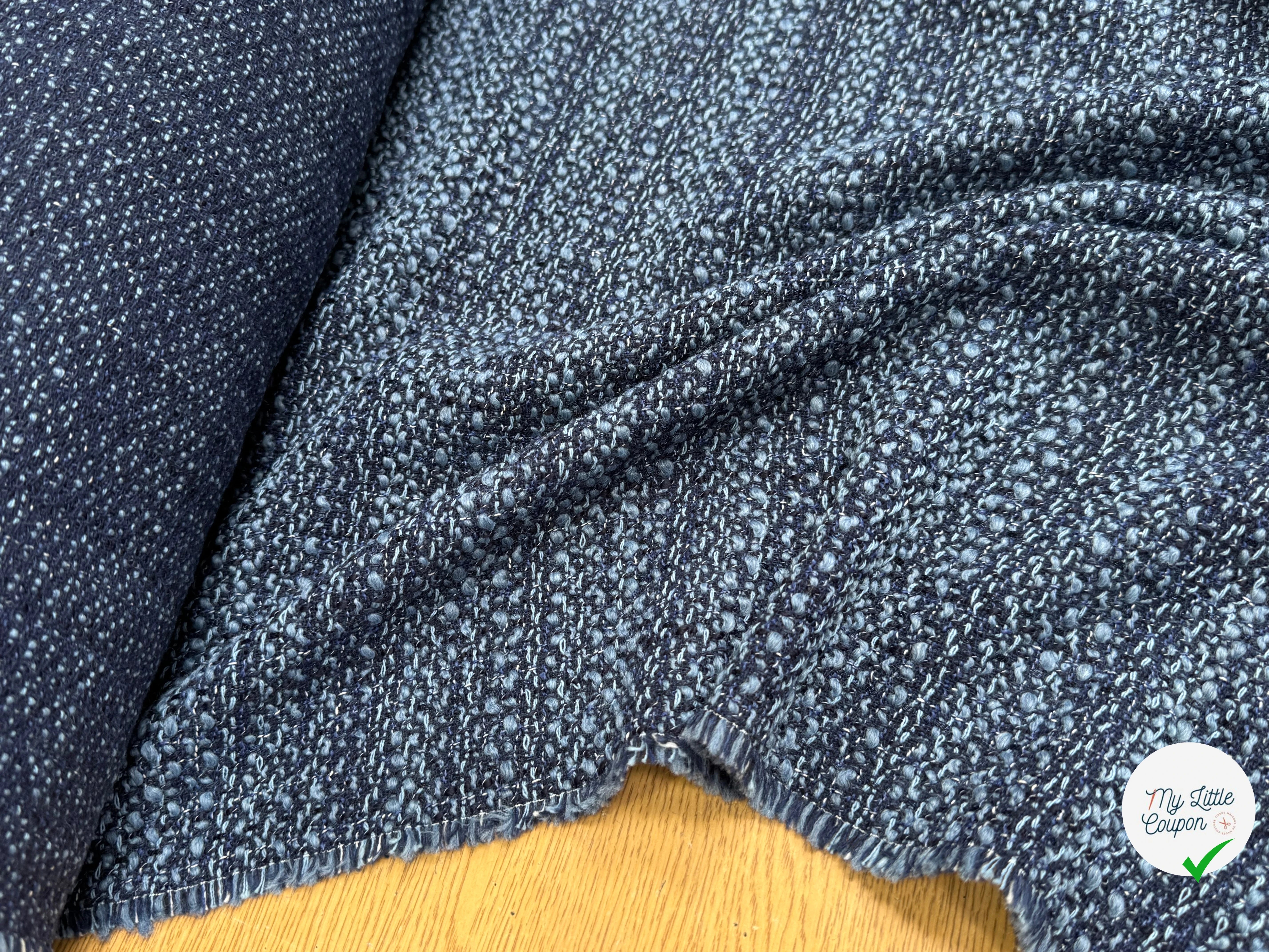 TWEED BOUCLETTE 30% LAINE BLEU DENIM - My Little Coupon