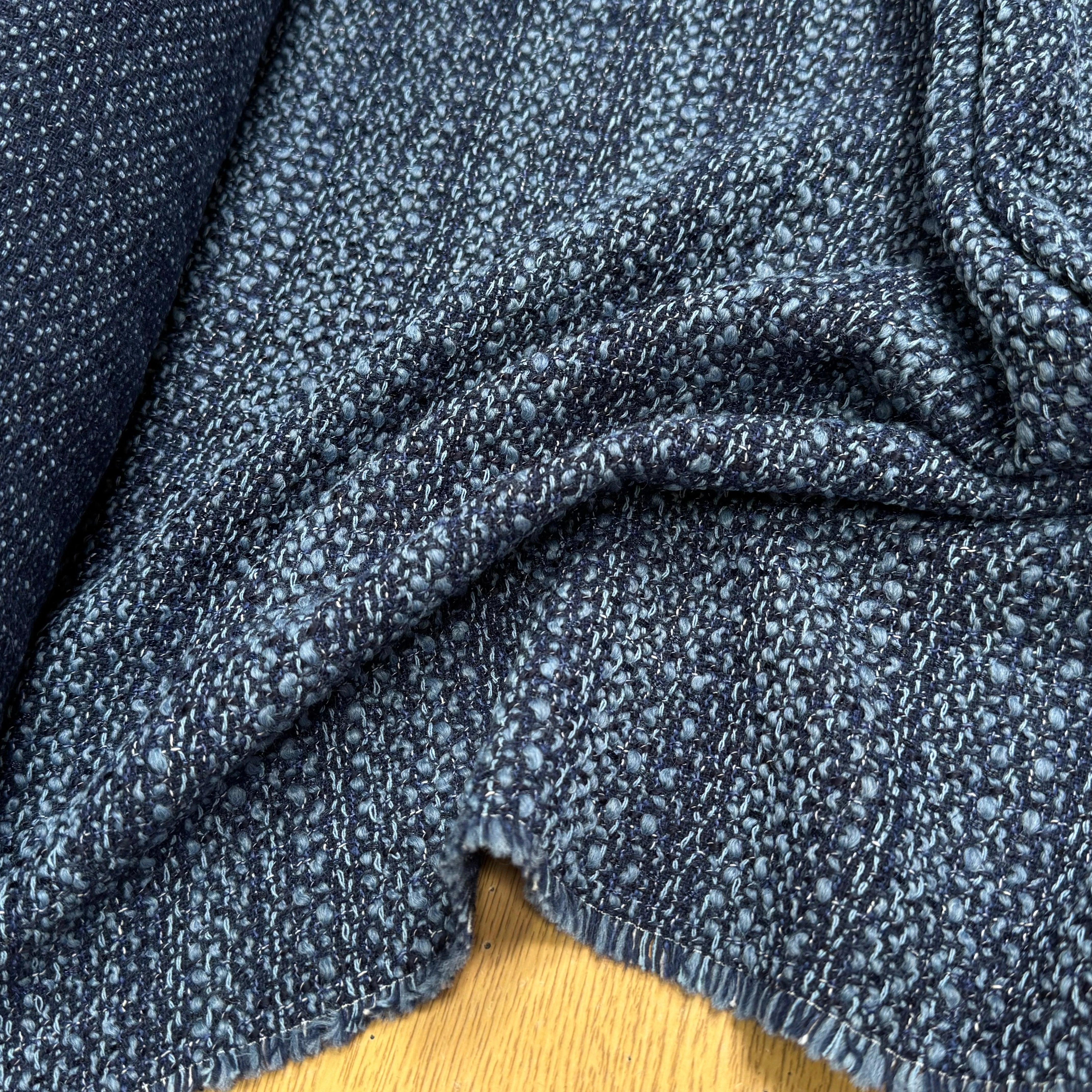 TWEED BOUCLETTE 30% LAINE BLEU DENIM - My Little Coupon
