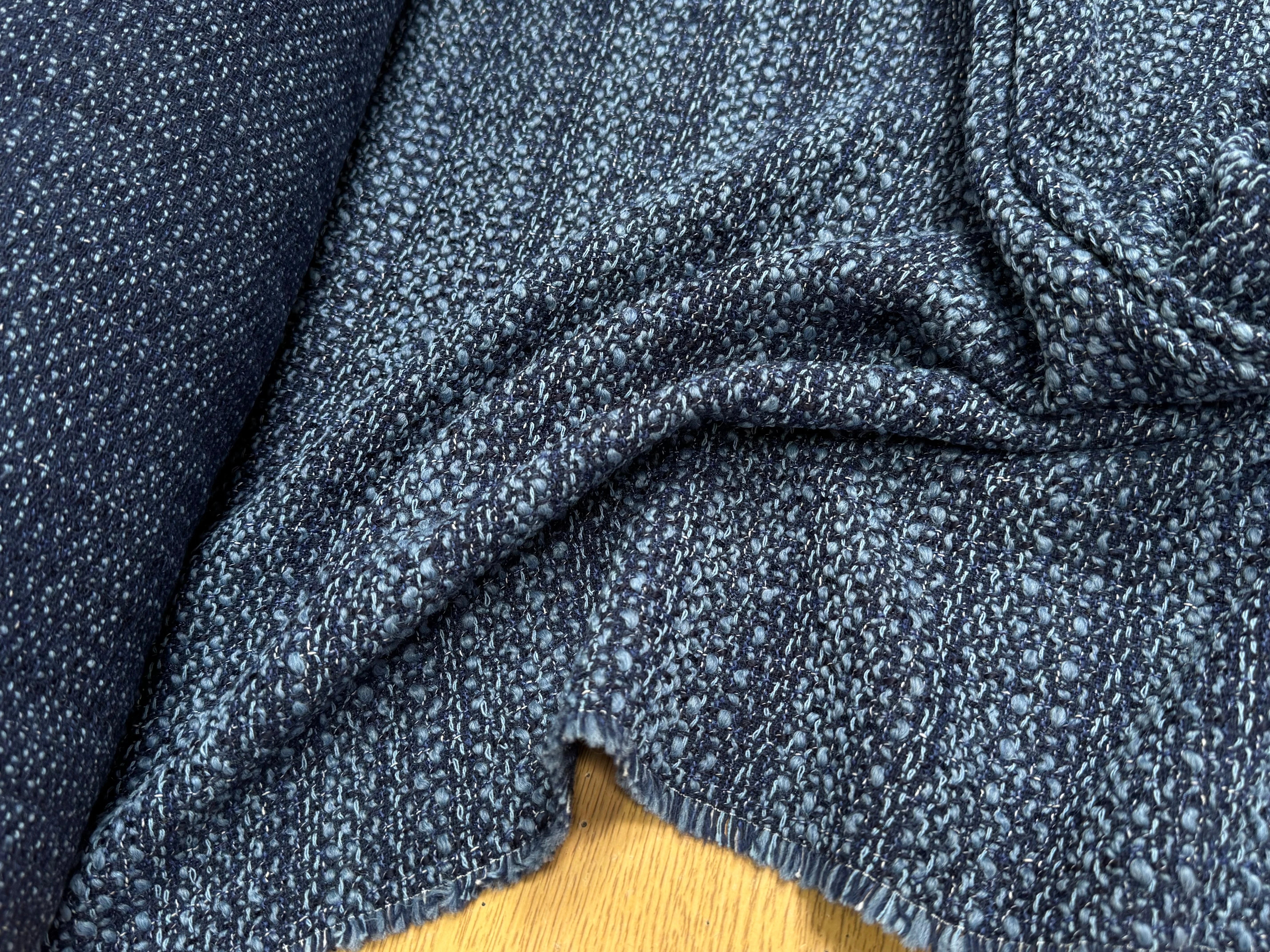 TWEED BOUCLETTE 30% LAINE BLEU DENIM - My Little Coupon