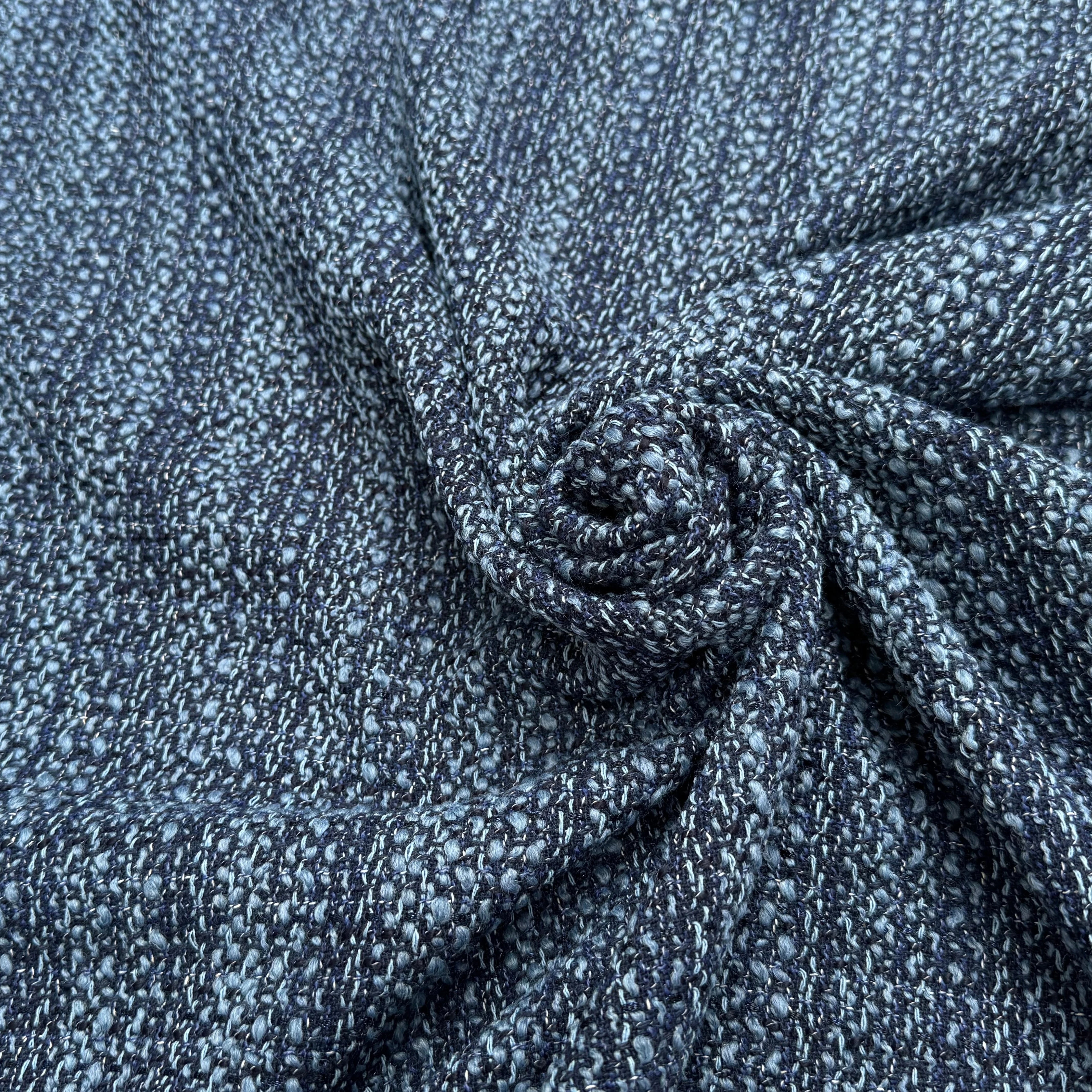 TWEED BOUCLETTE 30% LAINE BLEU DENIM - My Little Coupon