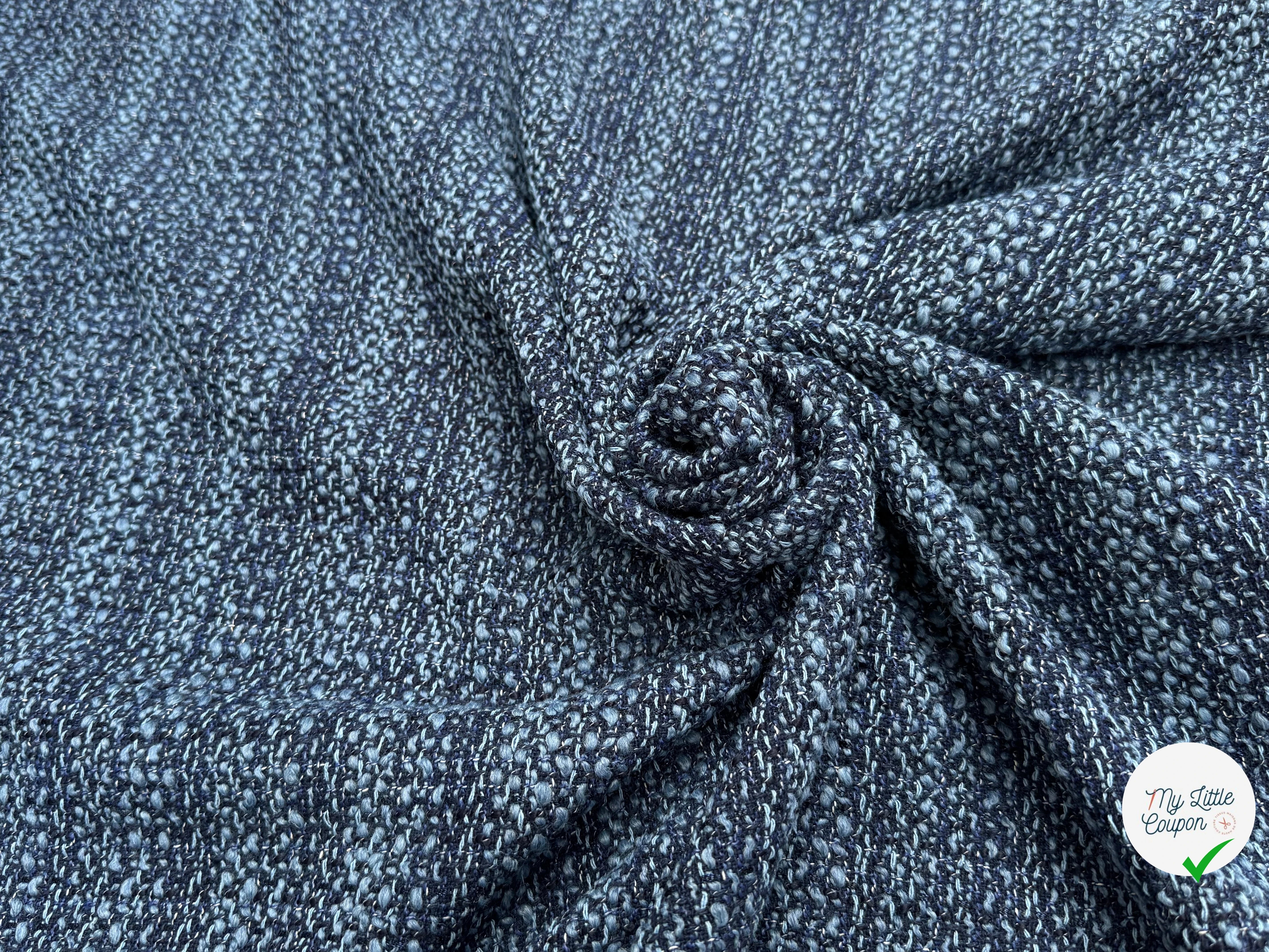 TWEED BOUCLETTE 30% LAINE BLEU DENIM - My Little Coupon