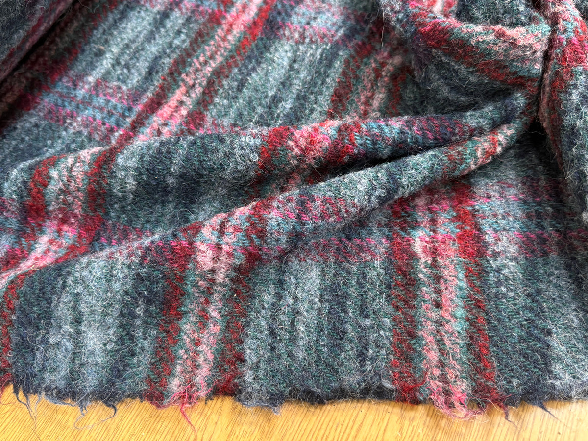 TWEED BOUCLETTE 56% LAINE BLEU À CARREAUX GIOVIXEN - My Little Coupon