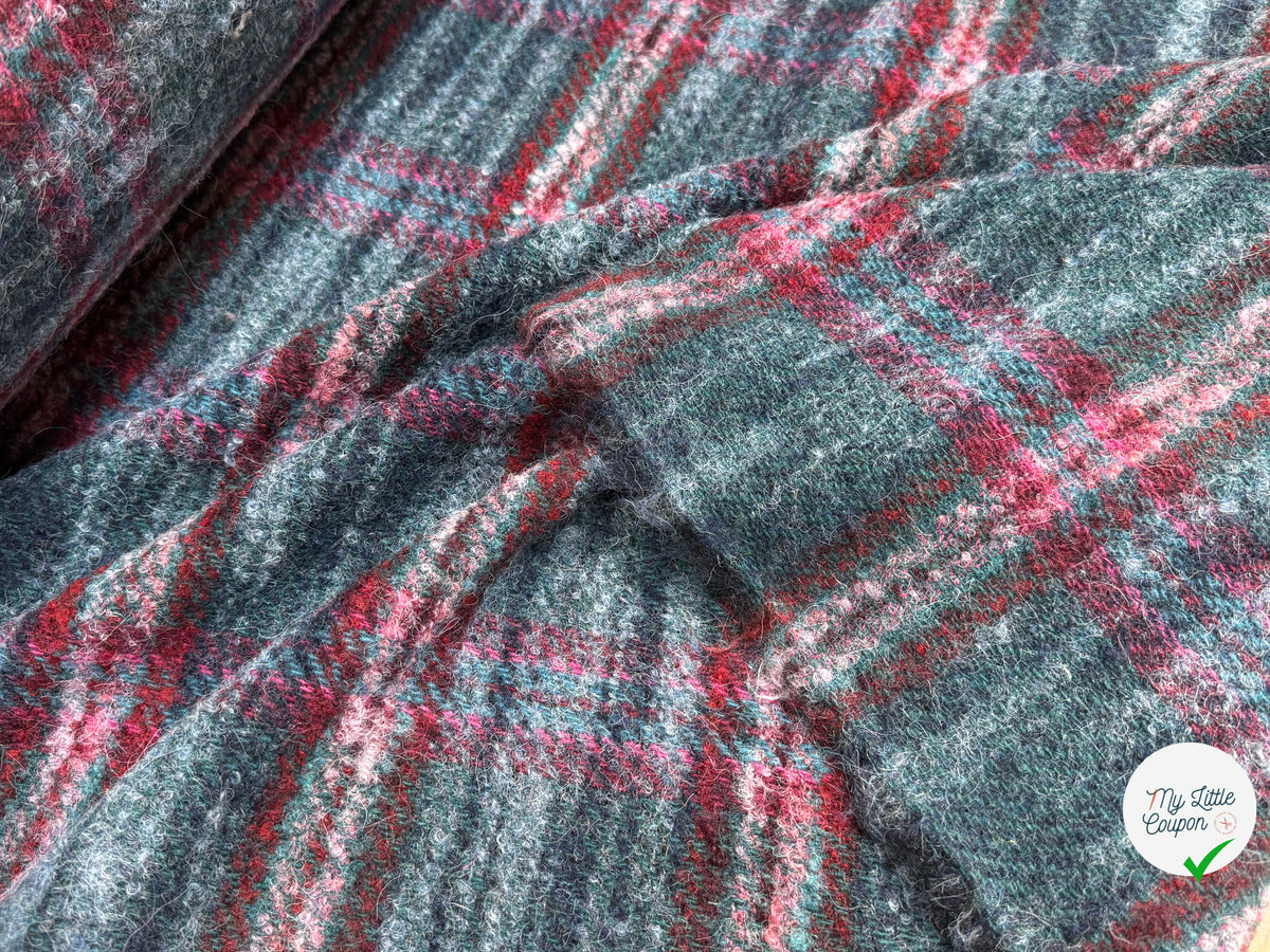 TWEED BOUCLETTE 56% LAINE BLEU À CARREAUX GIOVIXEN - My Little Coupon
