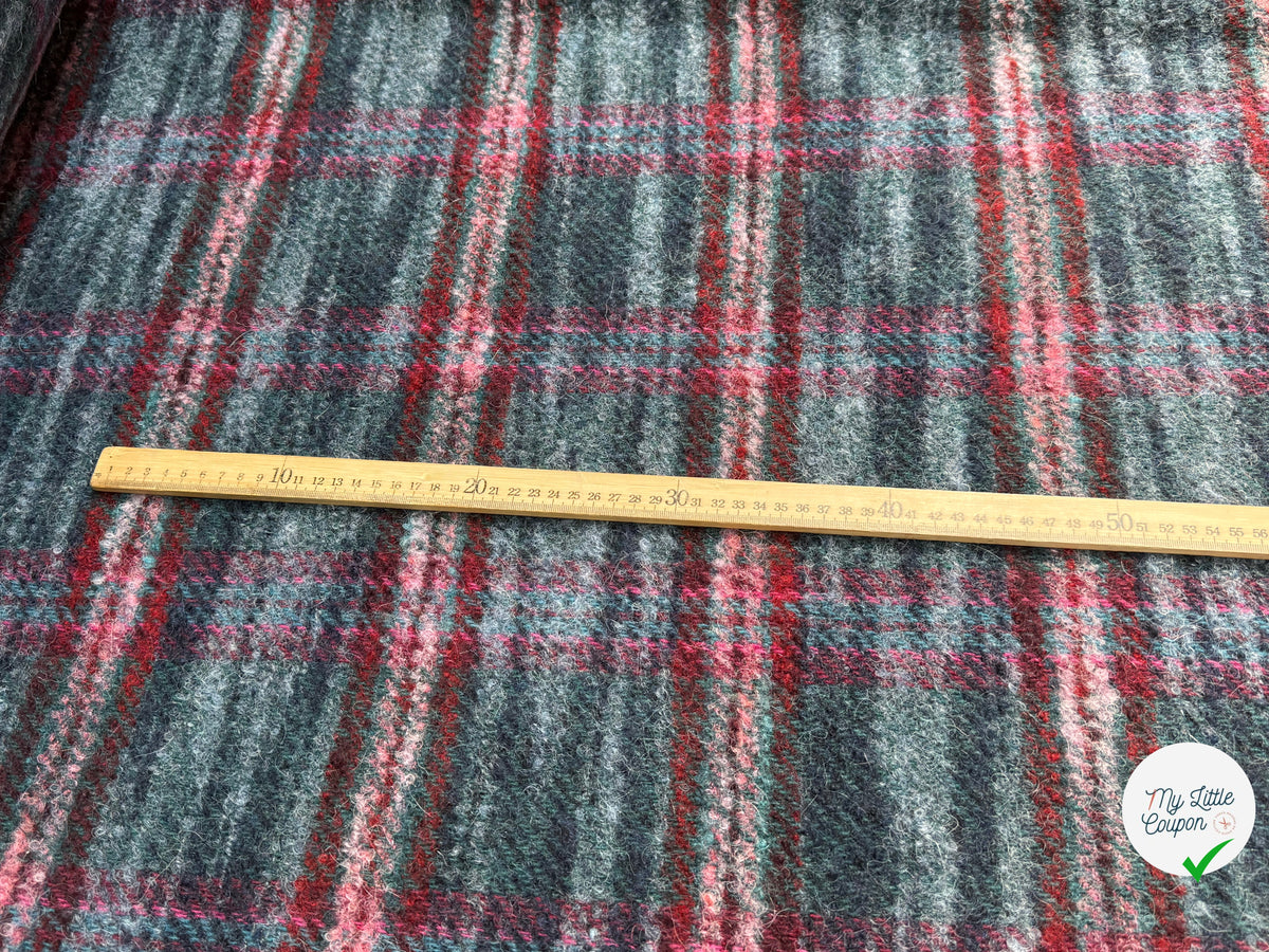 TWEED BOUCLETTE 56% LAINE BLEU À CARREAUX GIOVIXEN - My Little Coupon