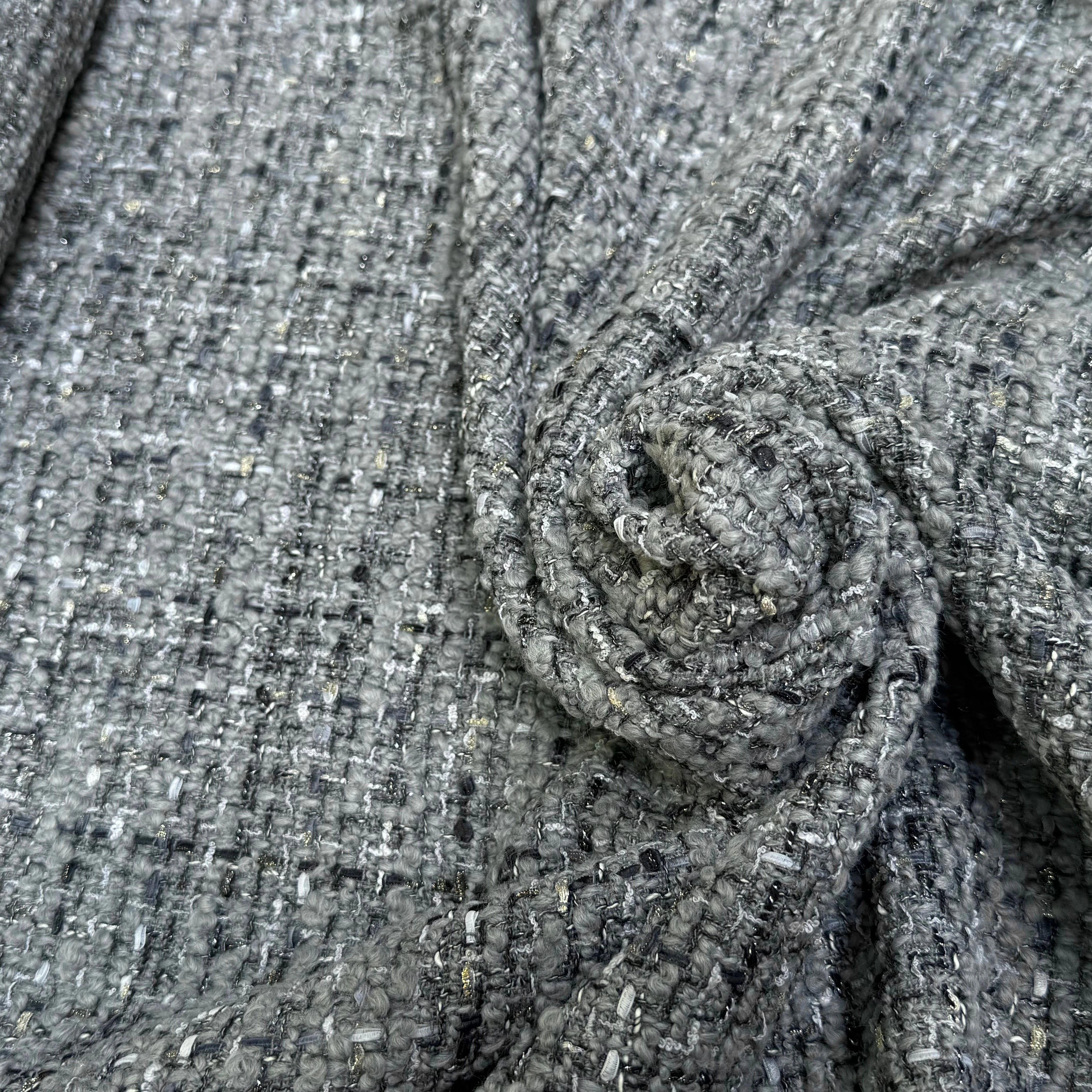 TWEED BOUCLETTE 75% LAINE TRÈS BEAU GRIS - My Little Coupon