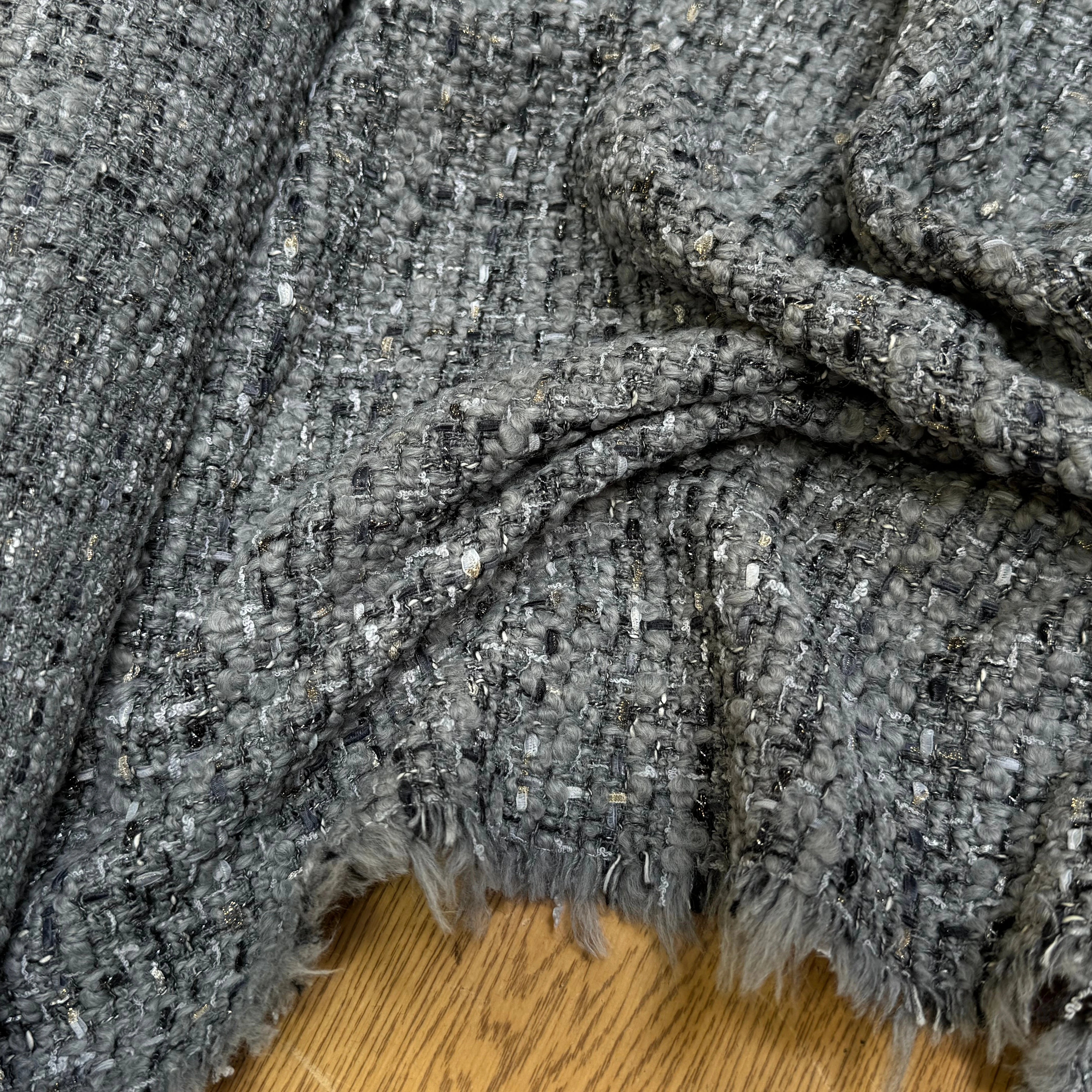 TWEED BOUCLETTE 75% LAINE TRÈS BEAU GRIS - My Little Coupon
