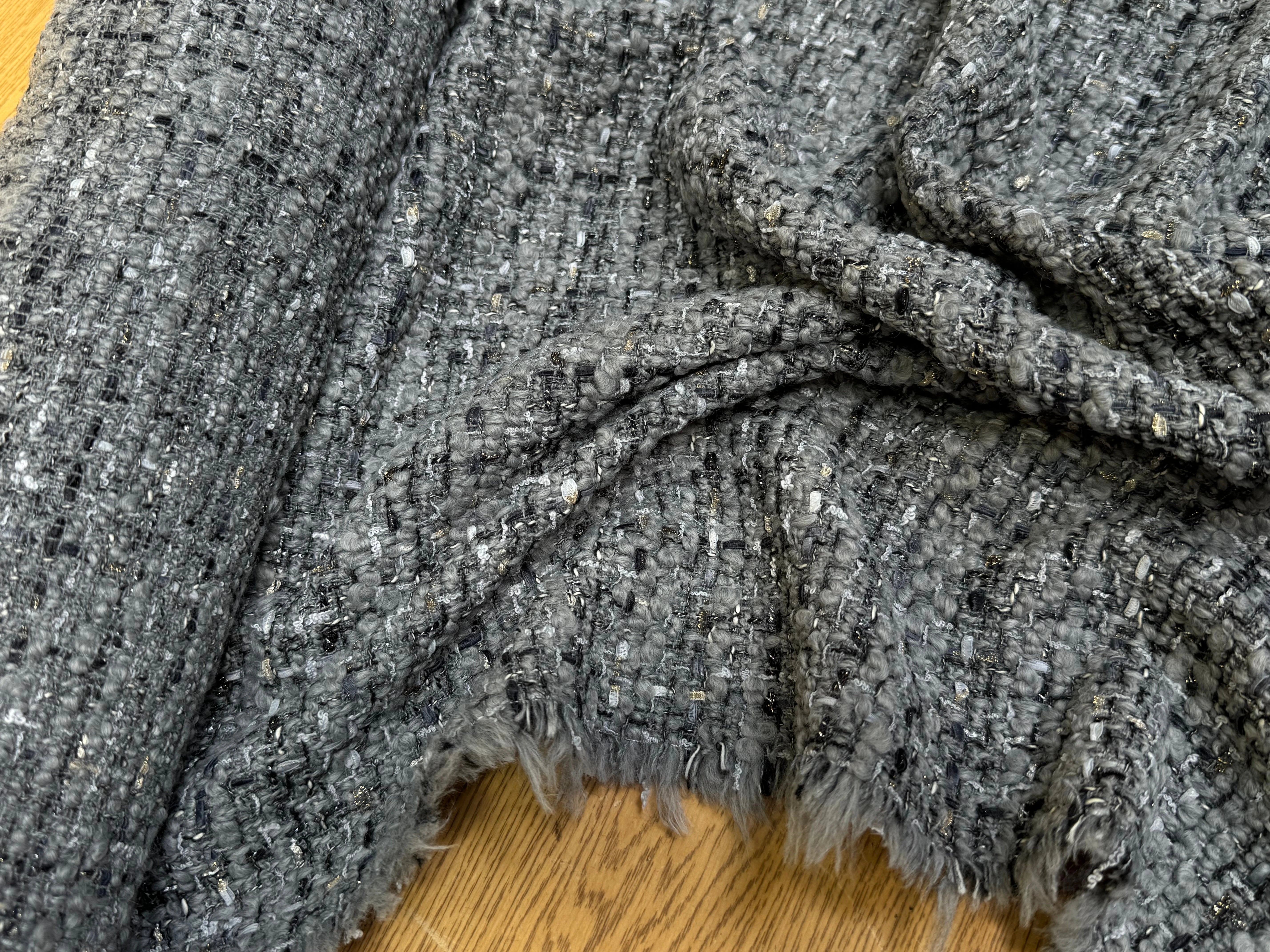TWEED BOUCLETTE 75% LAINE TRÈS BEAU GRIS - My Little Coupon