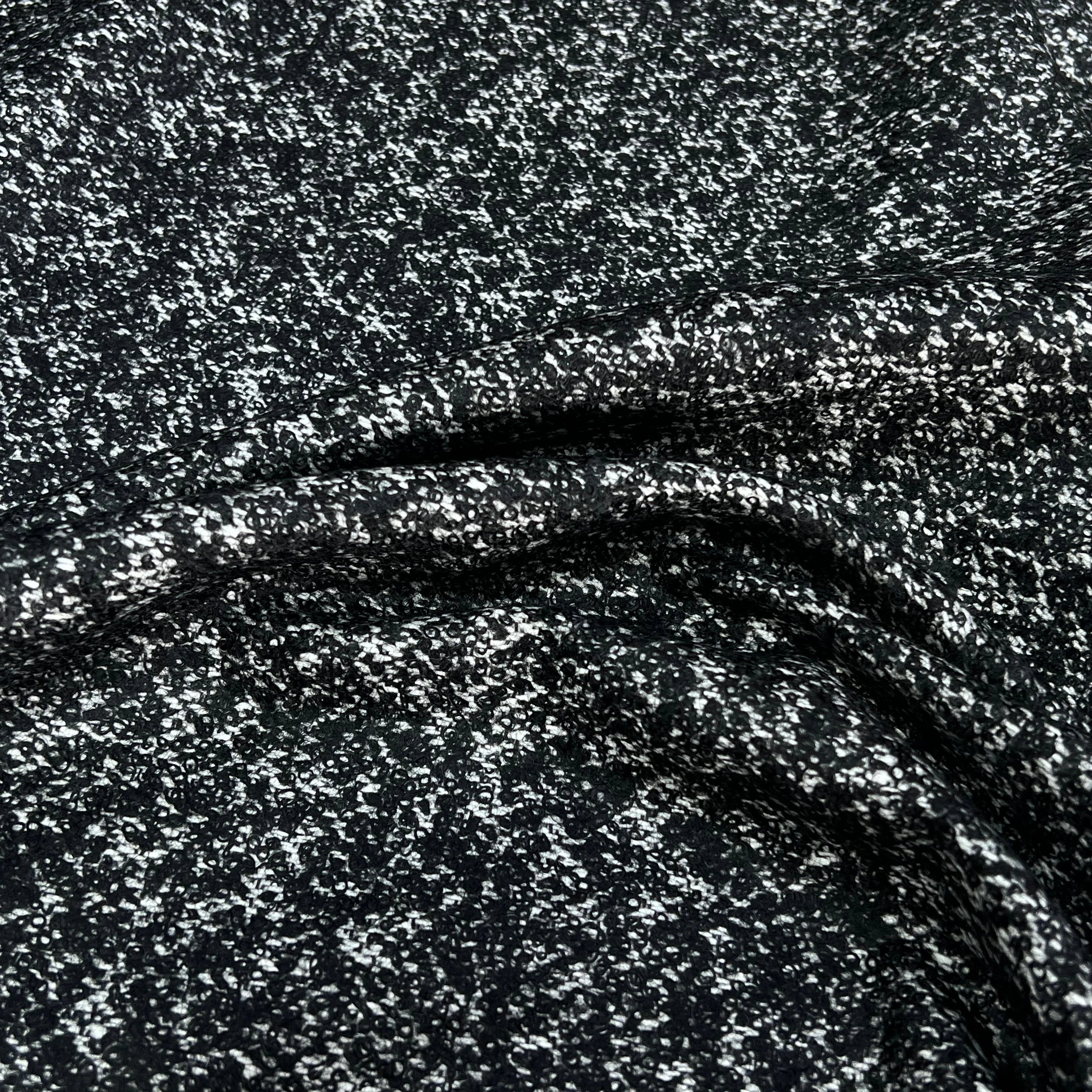 TWEED BOUCLETTE CHINÉ BLANC NOIR 100% LAINE - My Little Coupon