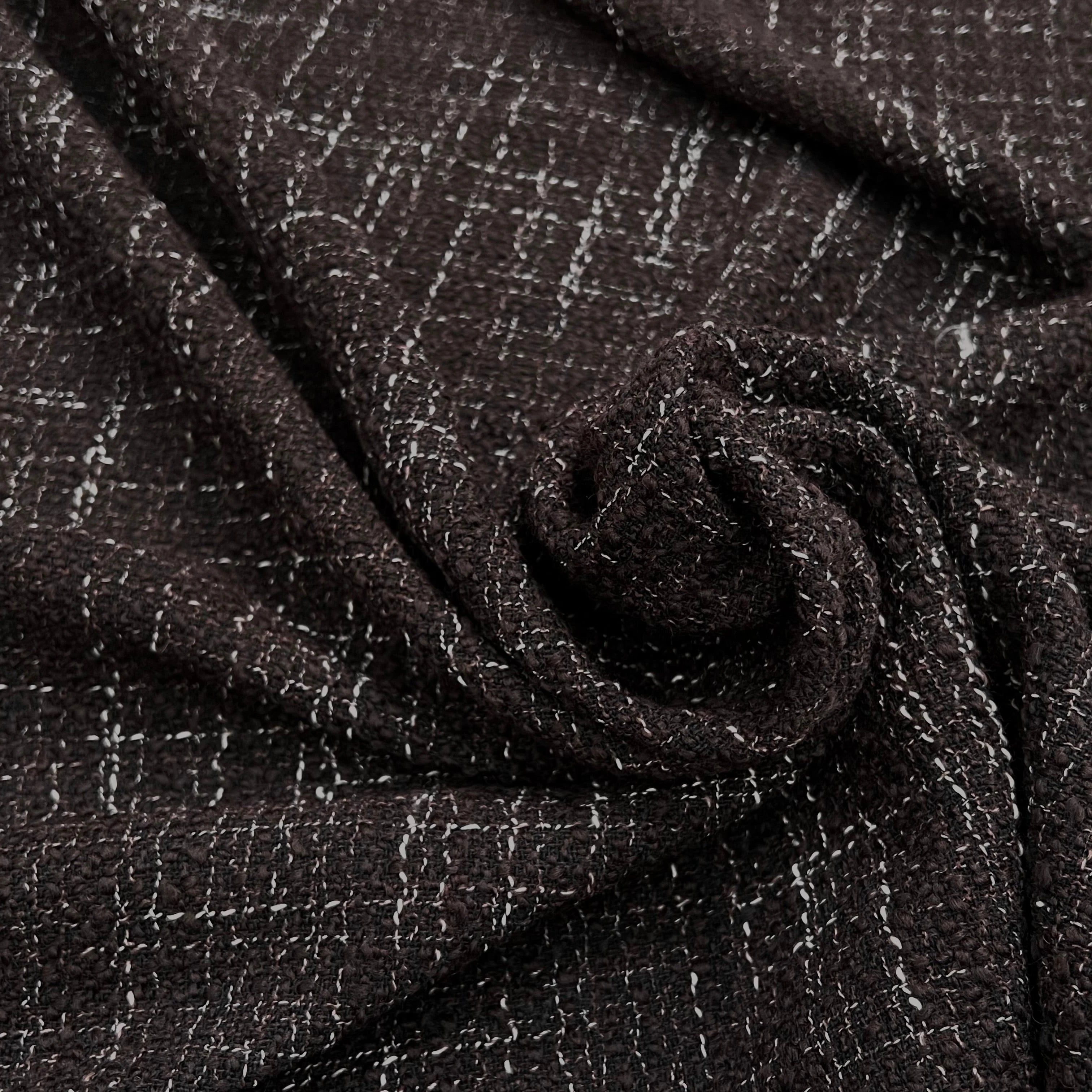 TWEED BOUCLETTE MARRON CHINÉ BLANC - My Little Coupon