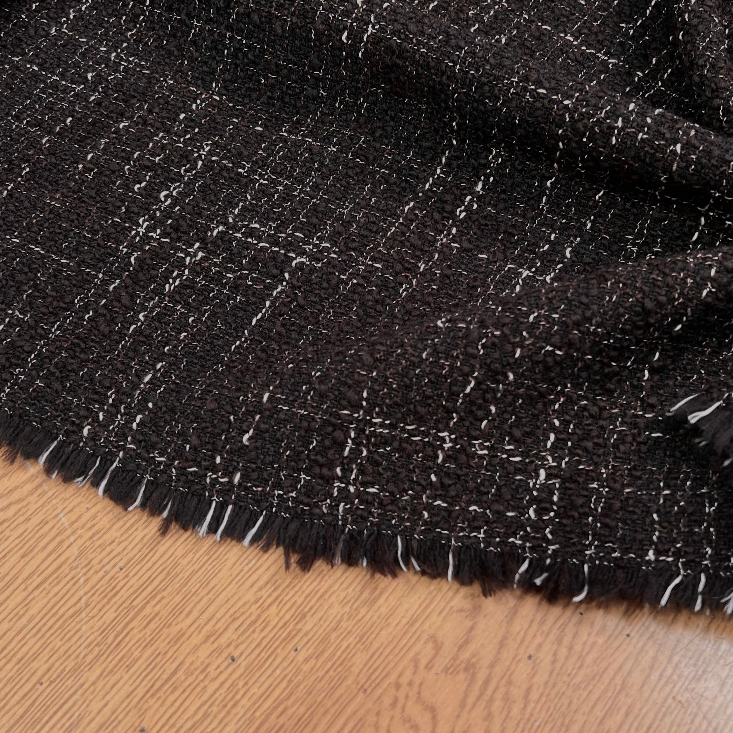 TWEED BOUCLETTE MARRON CHINÉ BLANC - My Little Coupon