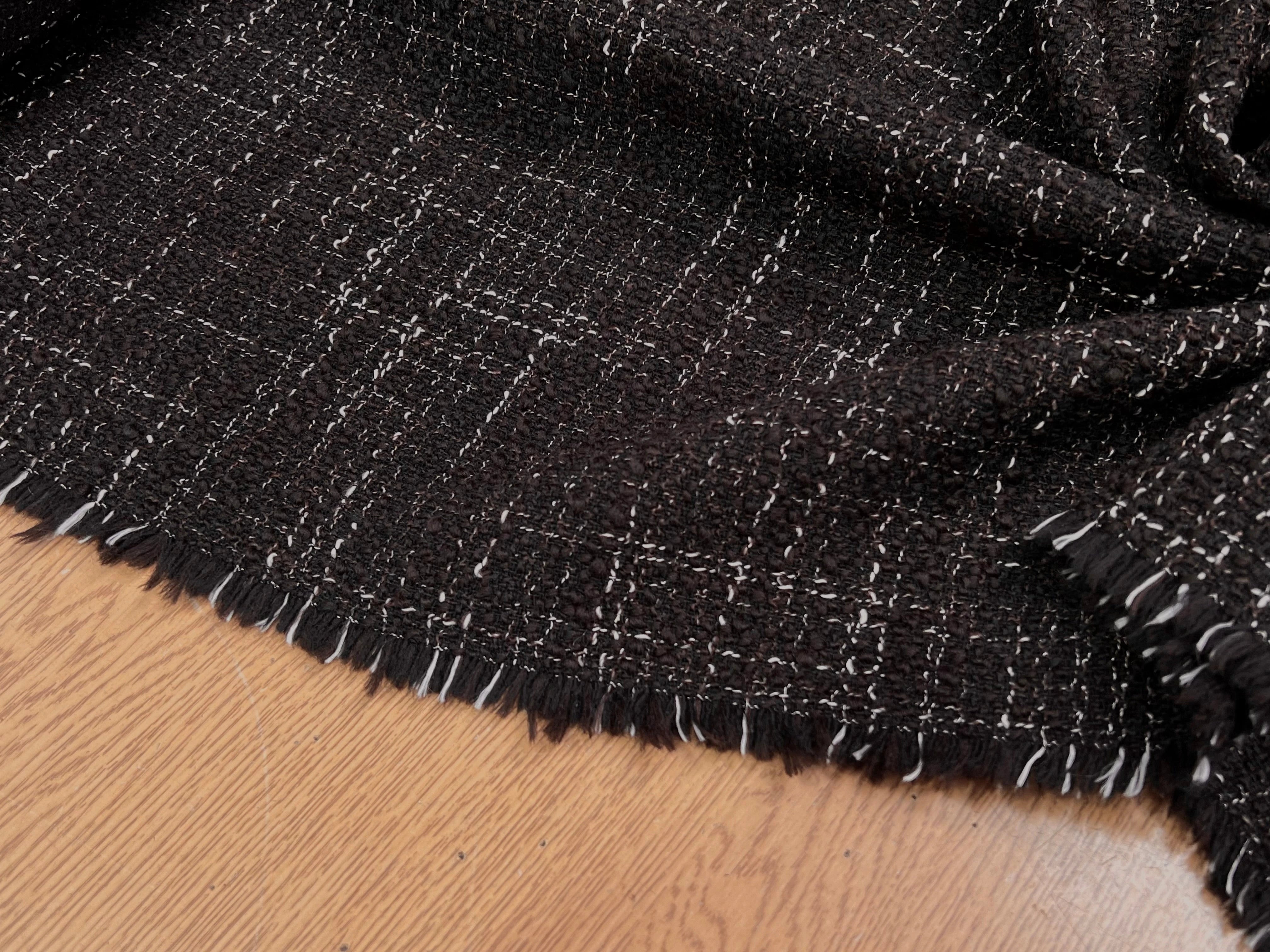 TWEED BOUCLETTE MARRON CHINÉ BLANC - My Little Coupon