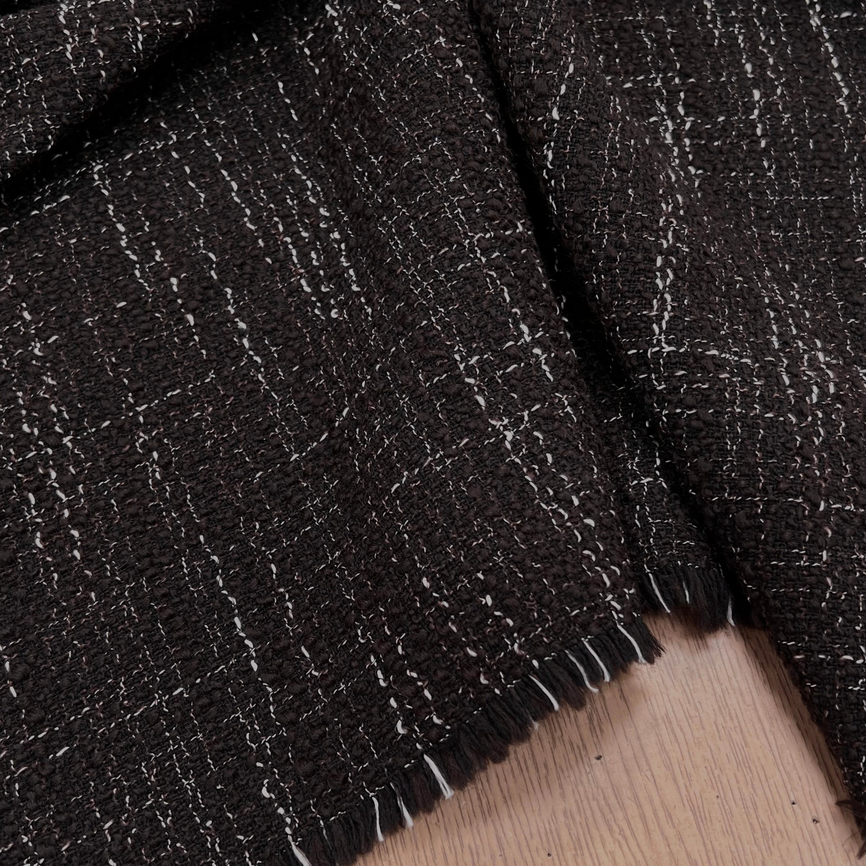 TWEED BOUCLETTE MARRON CHINÉ BLANC - My Little Coupon