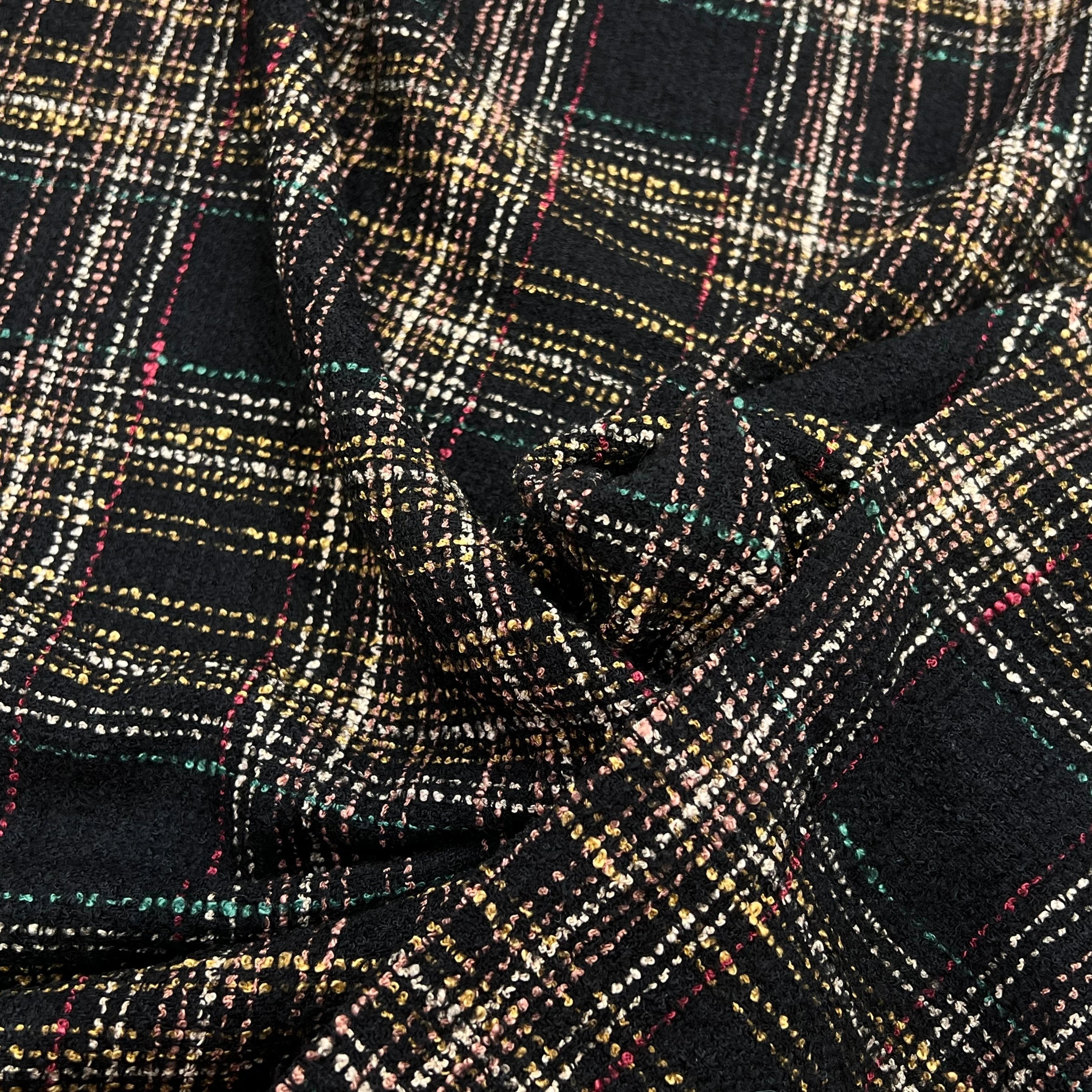 TWEED BOUCLETTE NOIR AVEC CARREAUX COLORÉS - My Little Coupon