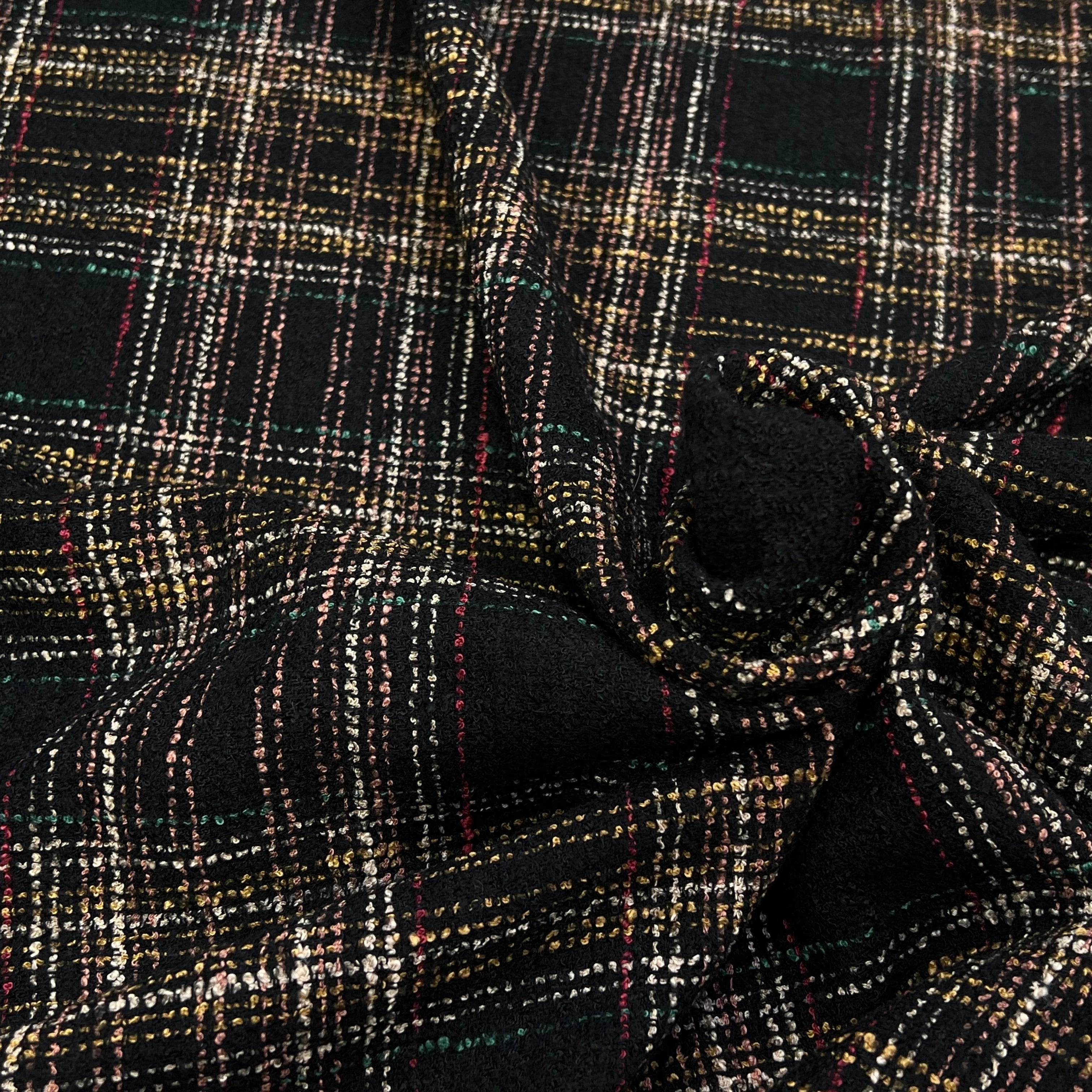 TWEED BOUCLETTE NOIR AVEC CARREAUX COLORÉS - My Little Coupon