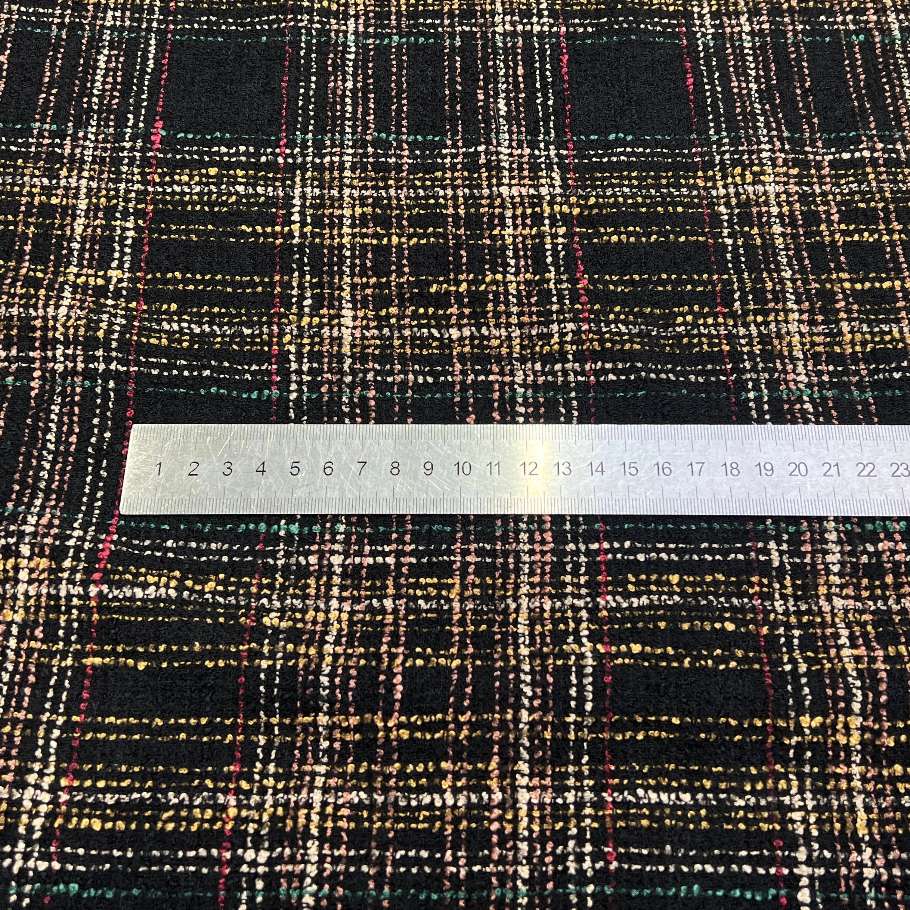 TWEED BOUCLETTE NOIR AVEC CARREAUX COLORÉS - My Little Coupon