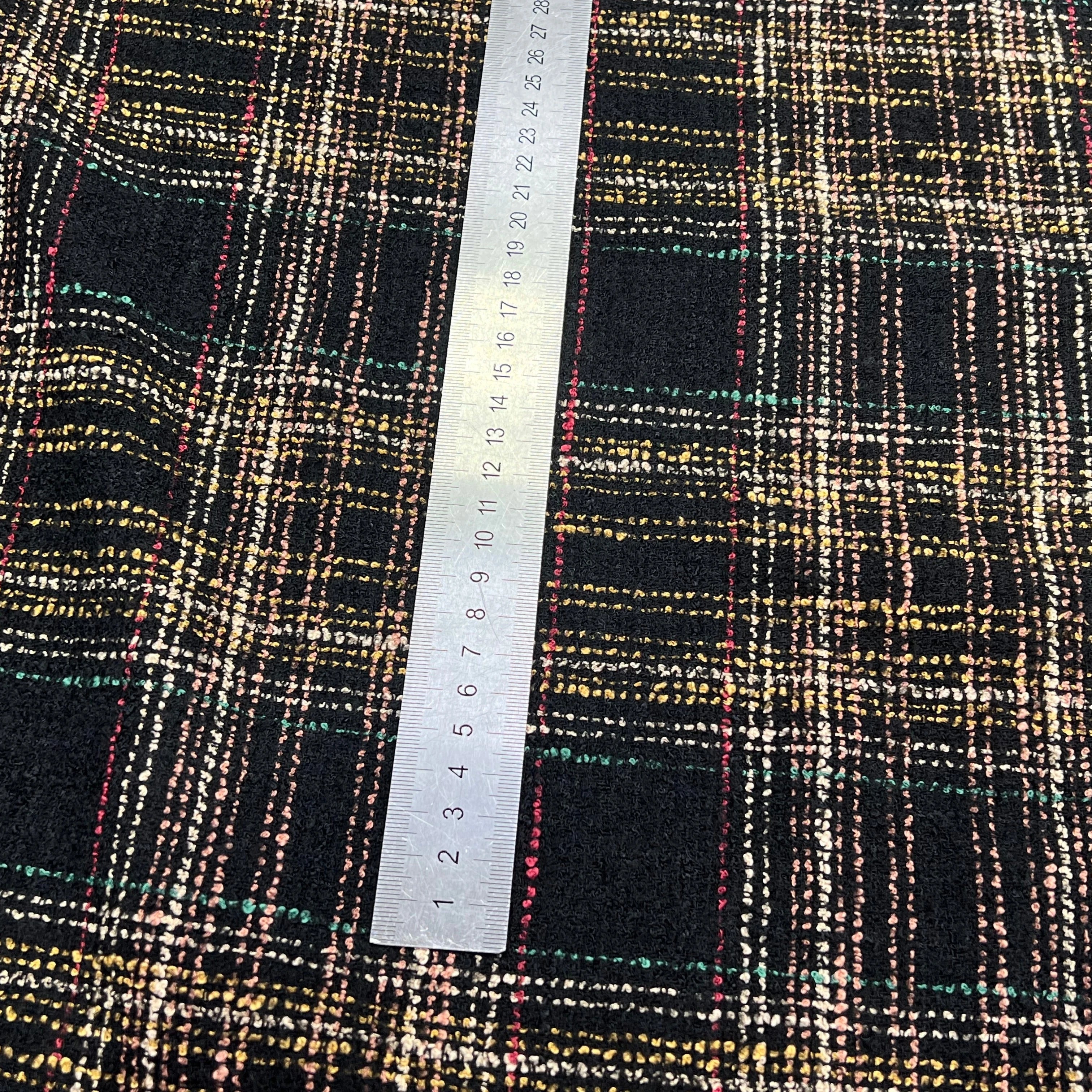 TWEED BOUCLETTE NOIR AVEC CARREAUX COLORÉS - My Little Coupon