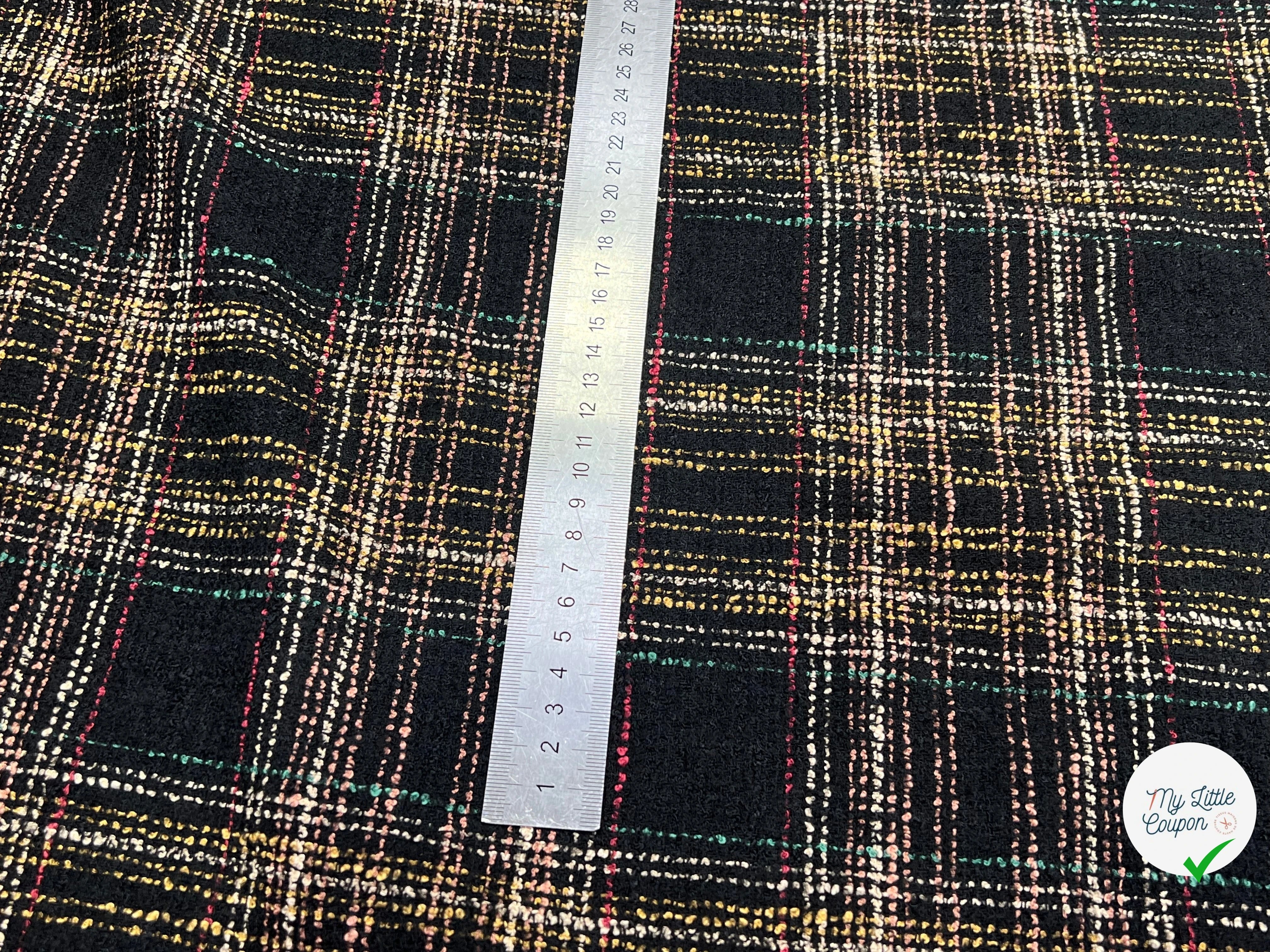 TWEED BOUCLETTE NOIR AVEC CARREAUX COLORÉS - My Little Coupon