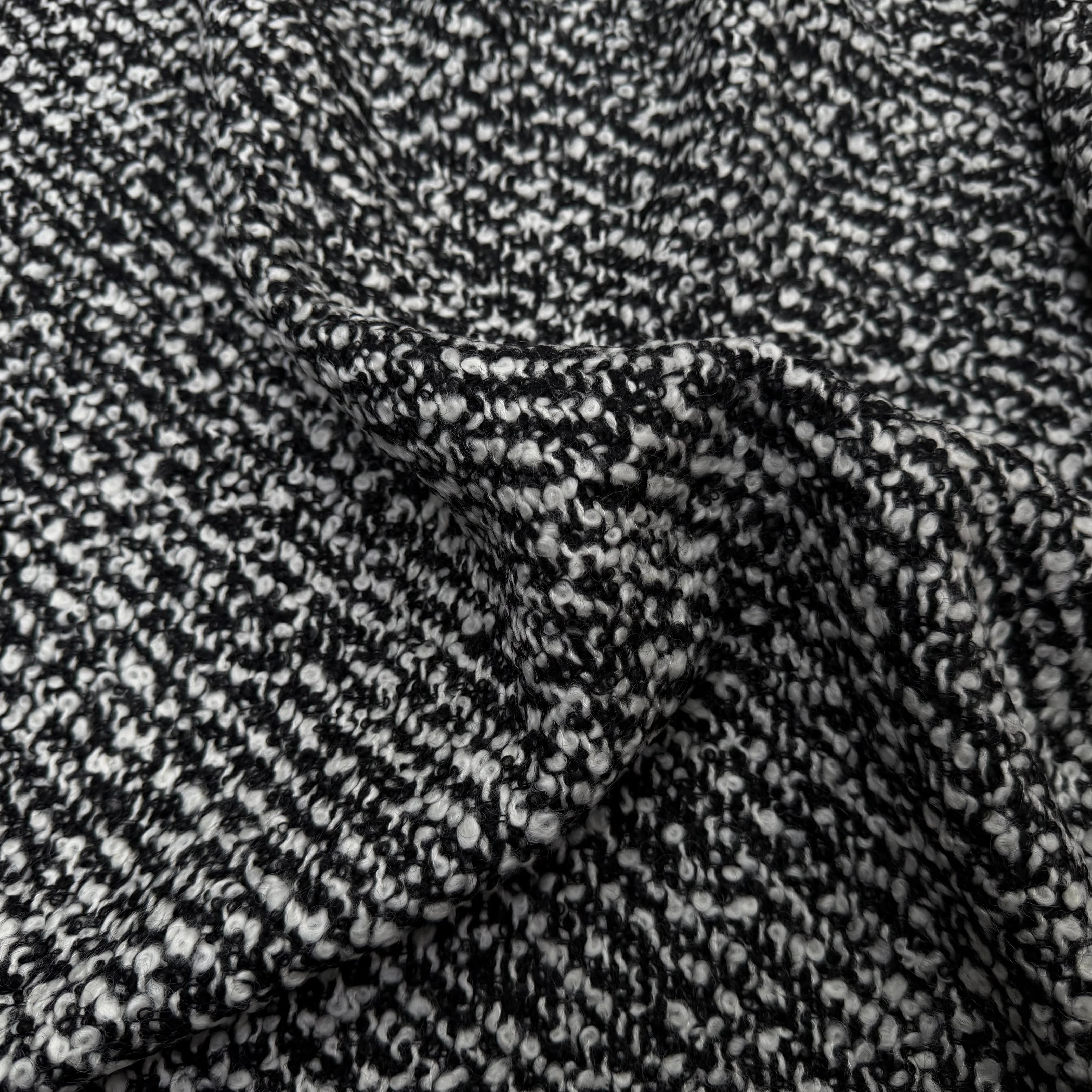 TWEED BOUCLETTE NOIR ET BLANC LAINE JAPON - My Little Coupon