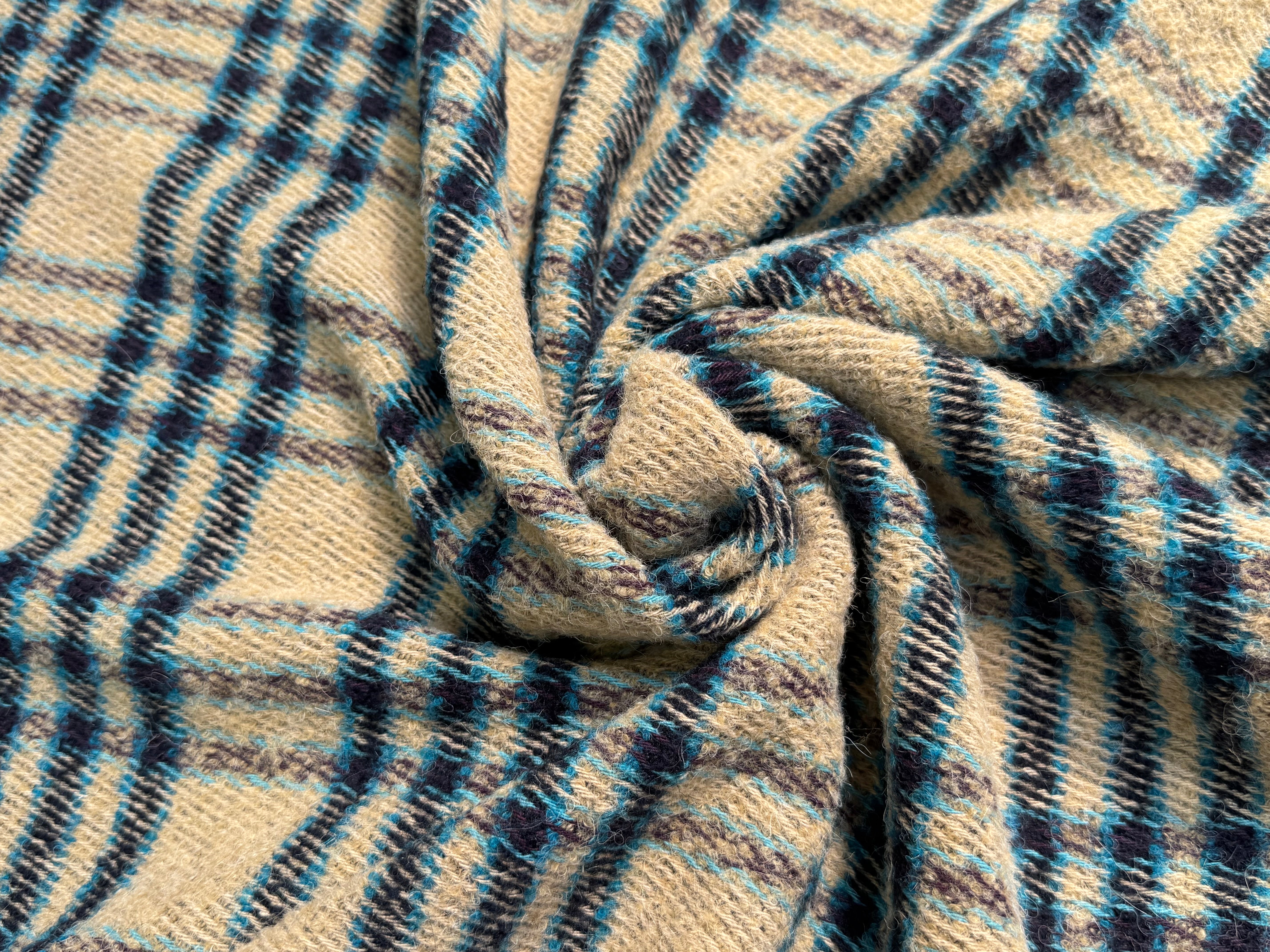 TWEED BOUCLETTE POLYLAINE SERGÉ 10% LAINE ALPAGA BEIGE - My Little Coupon