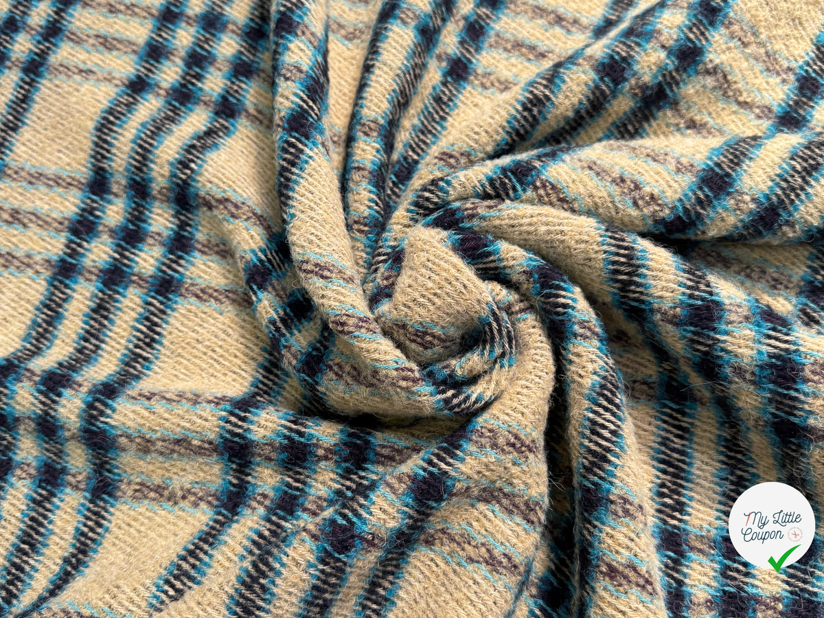 TWEED BOUCLETTE POLYLAINE SERGÉ 10% LAINE ALPAGA BEIGE - My Little Coupon