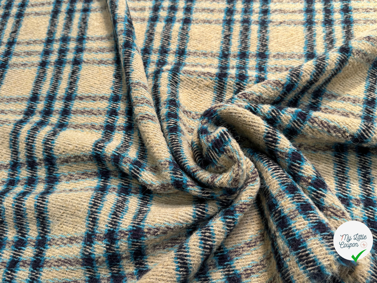 TWEED BOUCLETTE POLYLAINE SERGÉ 10% LAINE ALPAGA BEIGE - My Little Coupon