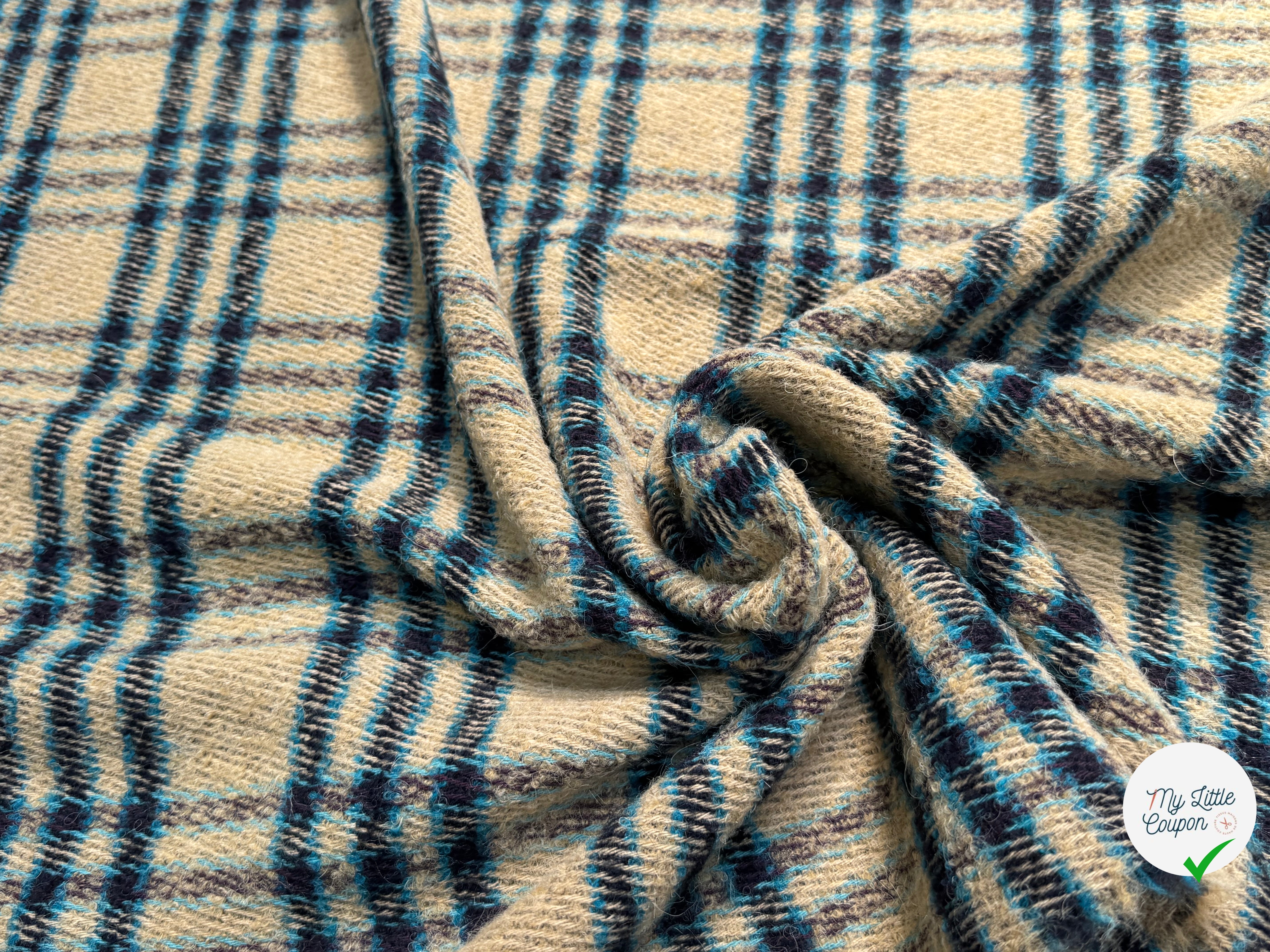 TWEED BOUCLETTE POLYLAINE SERGÉ 10% LAINE ALPAGA BEIGE - My Little Coupon