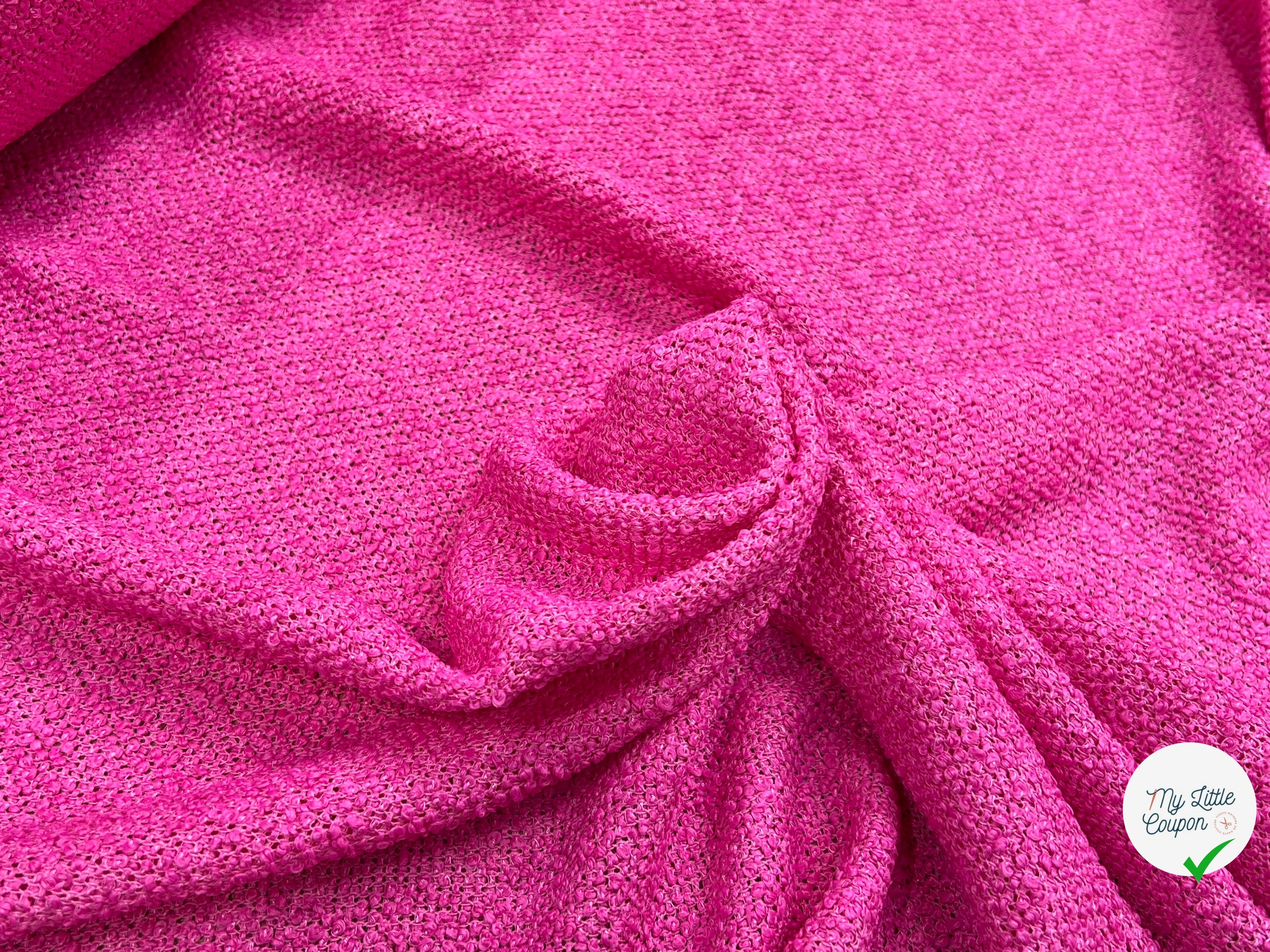 TWEED BOUCLETTE ROSE 100% COTON - My Little Coupon