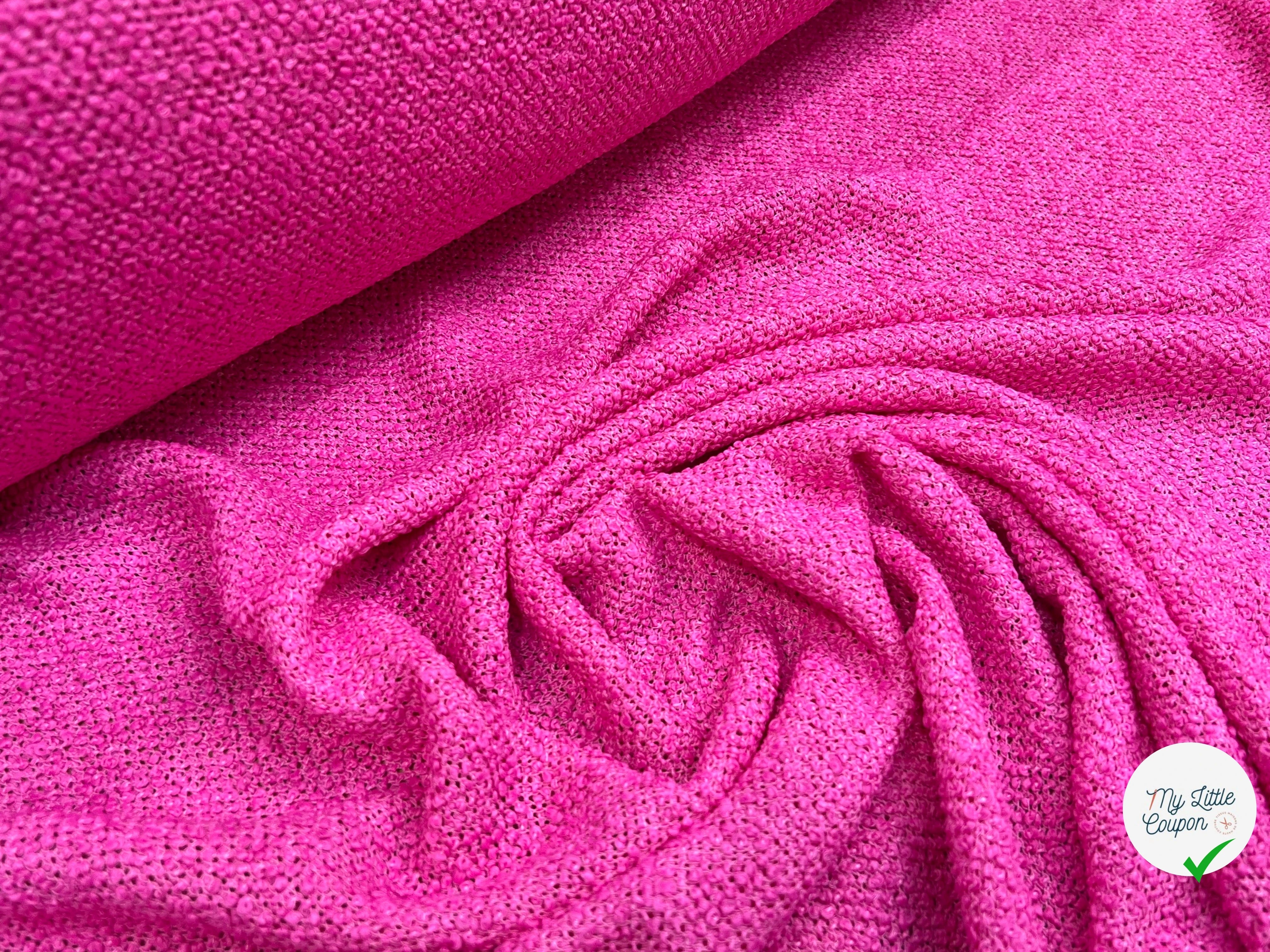 TWEED BOUCLETTE ROSE 100% COTON - My Little Coupon