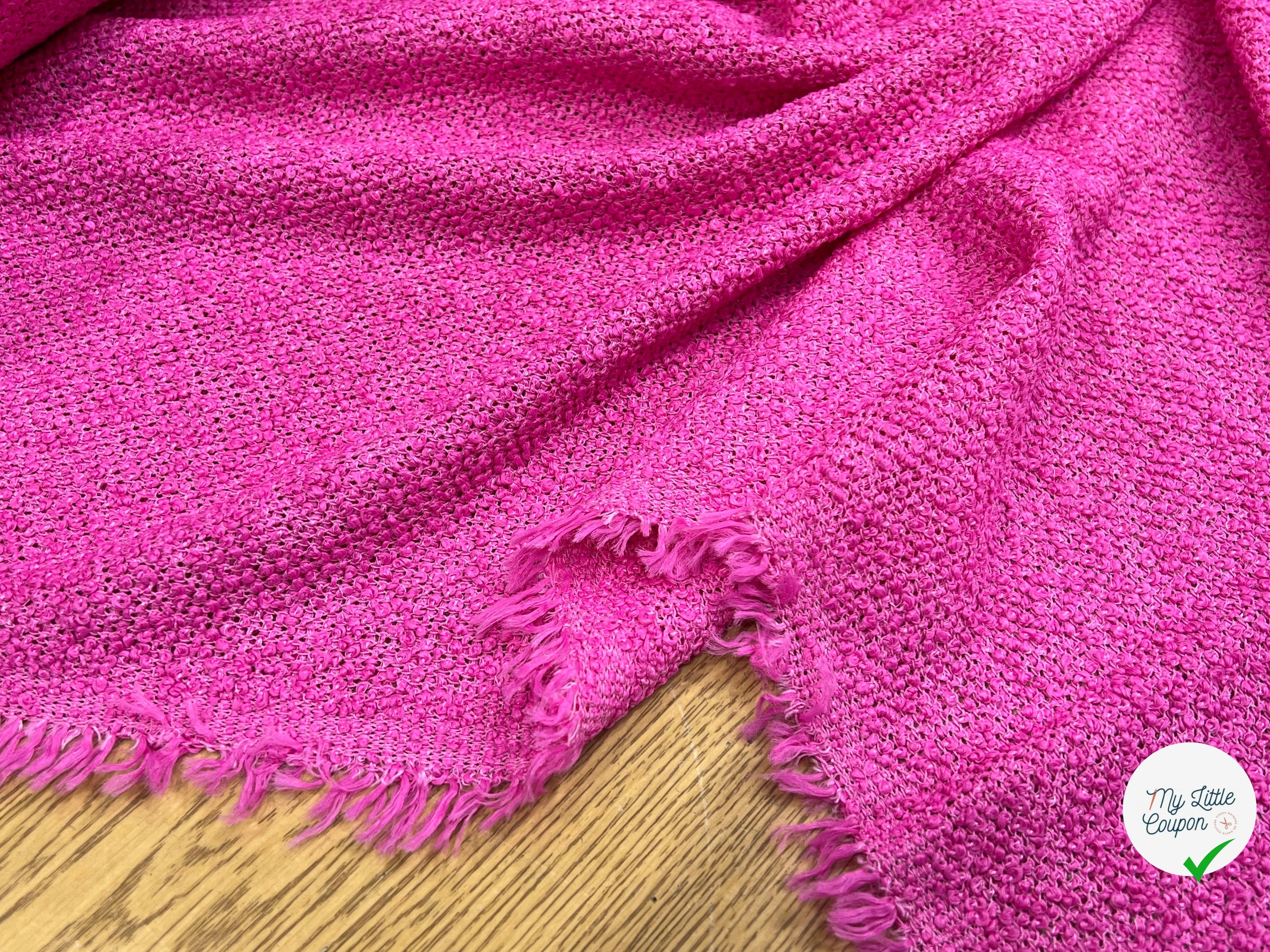 TWEED BOUCLETTE ROSE 100% COTON - My Little Coupon