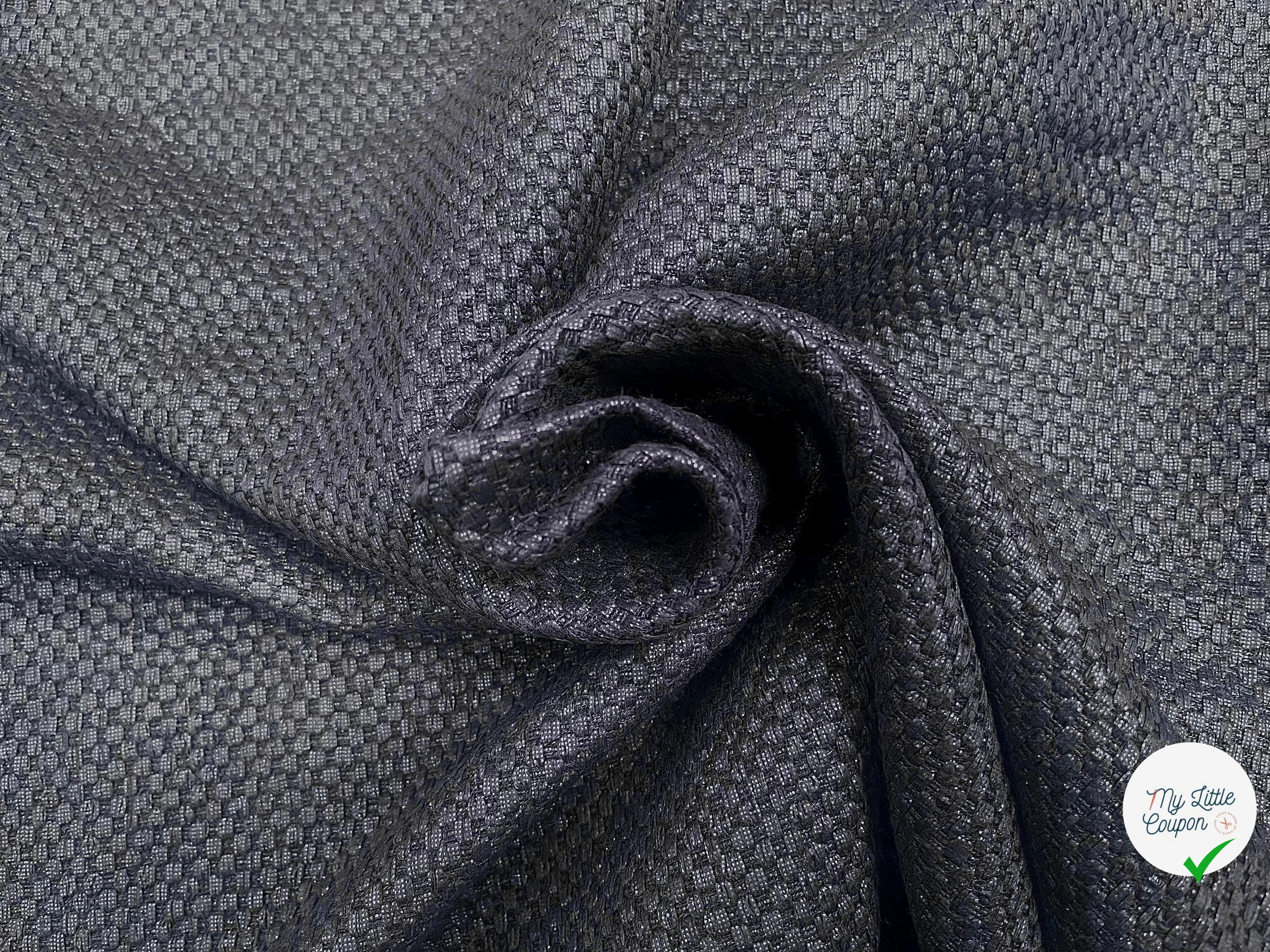 TWEED CANEVAS POLYCOTON MI SAISON NAVY PRESQUE NOIR - My Little Coupon