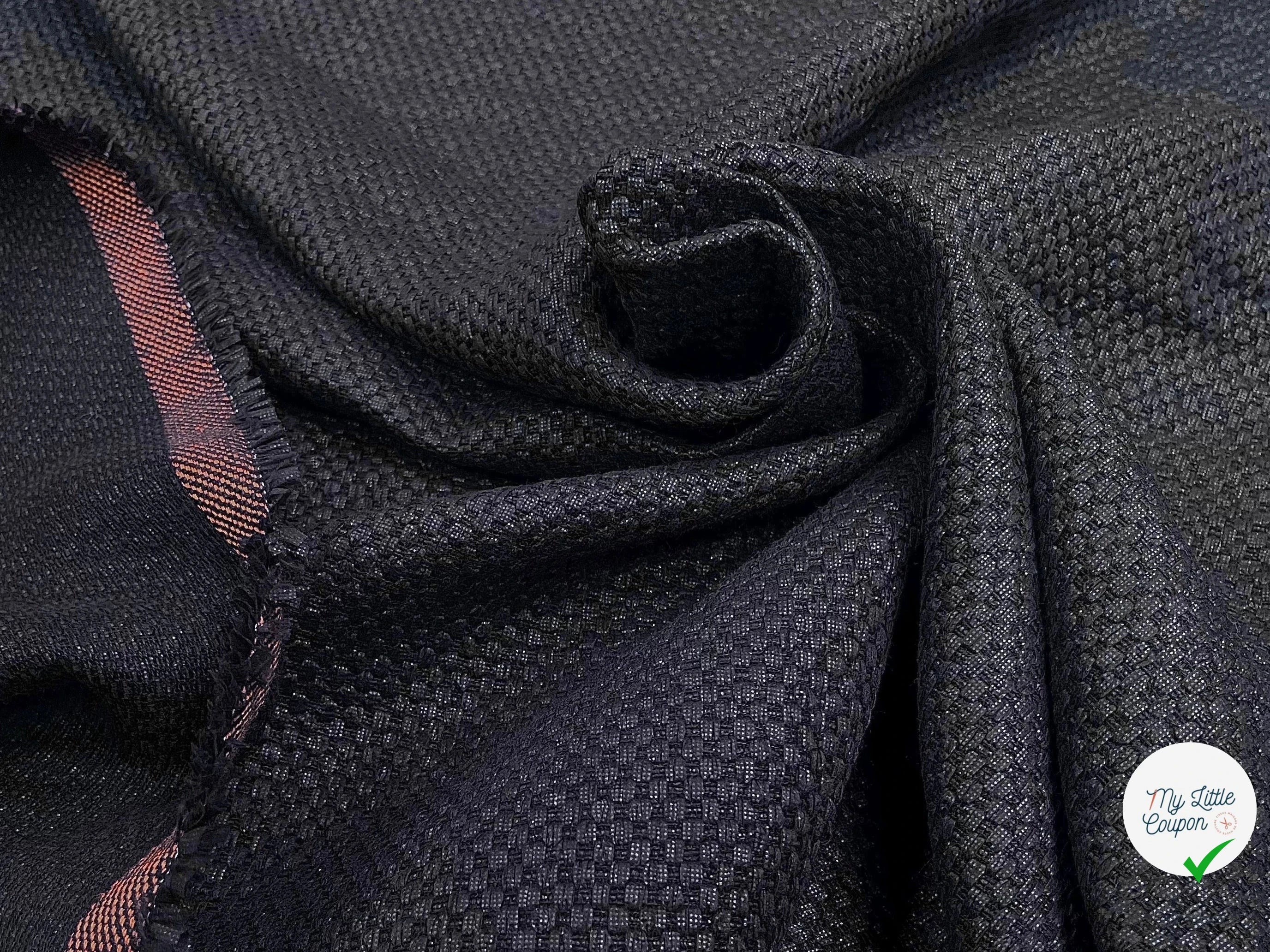 TWEED CANEVAS POLYCOTON MI SAISON NAVY PRESQUE NOIR - My Little Coupon